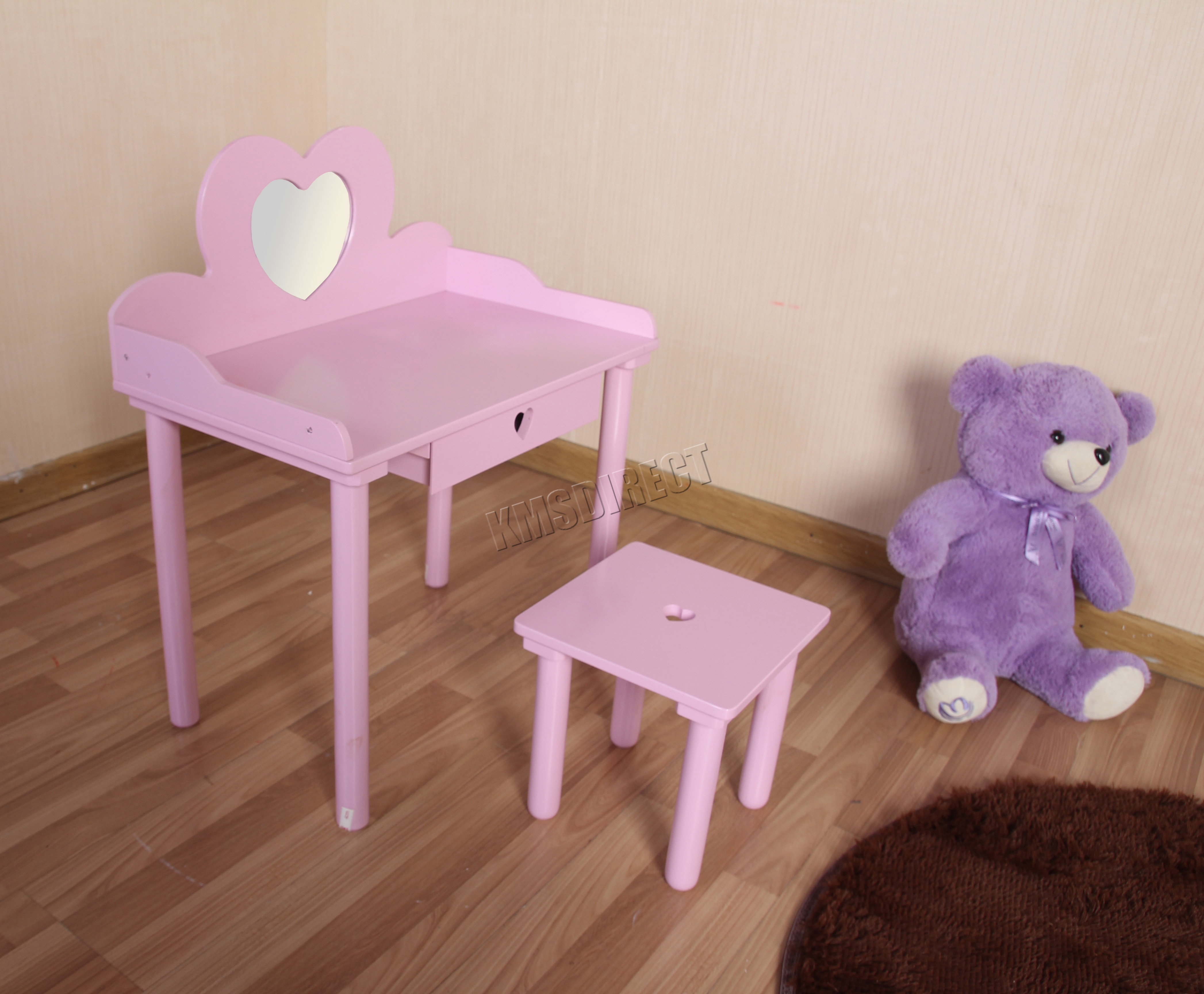 Foxhunter Kids Girls Dressing Table Chair Set Makeup Vanity Mirror Foxhunter Kids Girls Dressing Table Chair Set Makeup