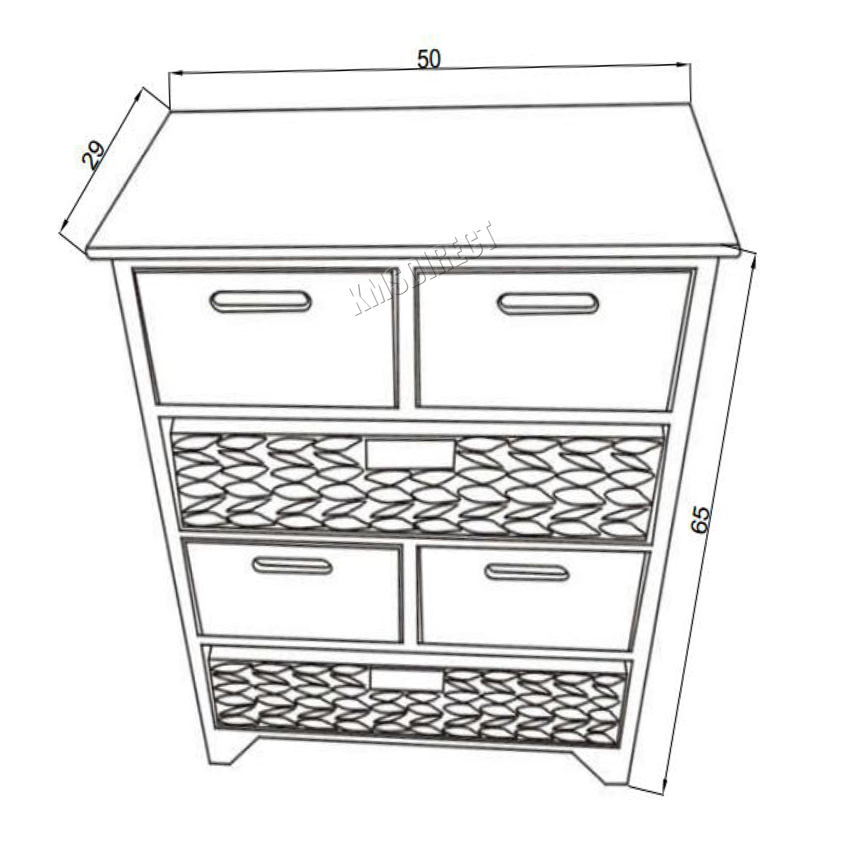 WestWood Bedside Unit Table With Wicker Basket Drawer Storage