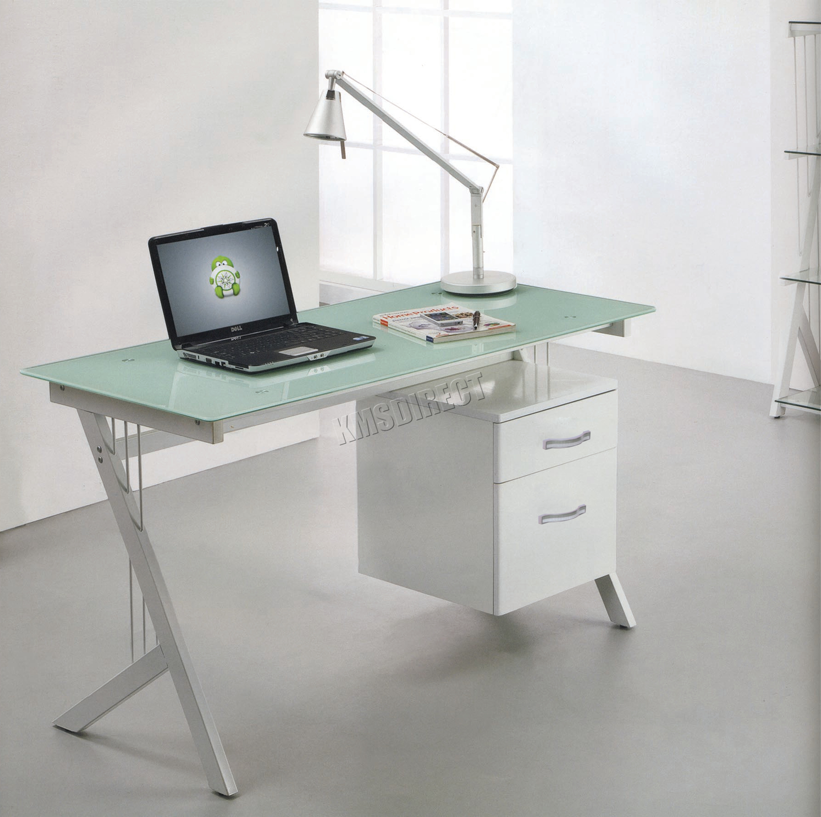 Foxhunter Computer Desk Pc Table With Glass Top 2 Drawers Home Sentinel Foxhunter Computer Desk Pc Table With Glass Top 2 Drawers Home Office Study Cd10