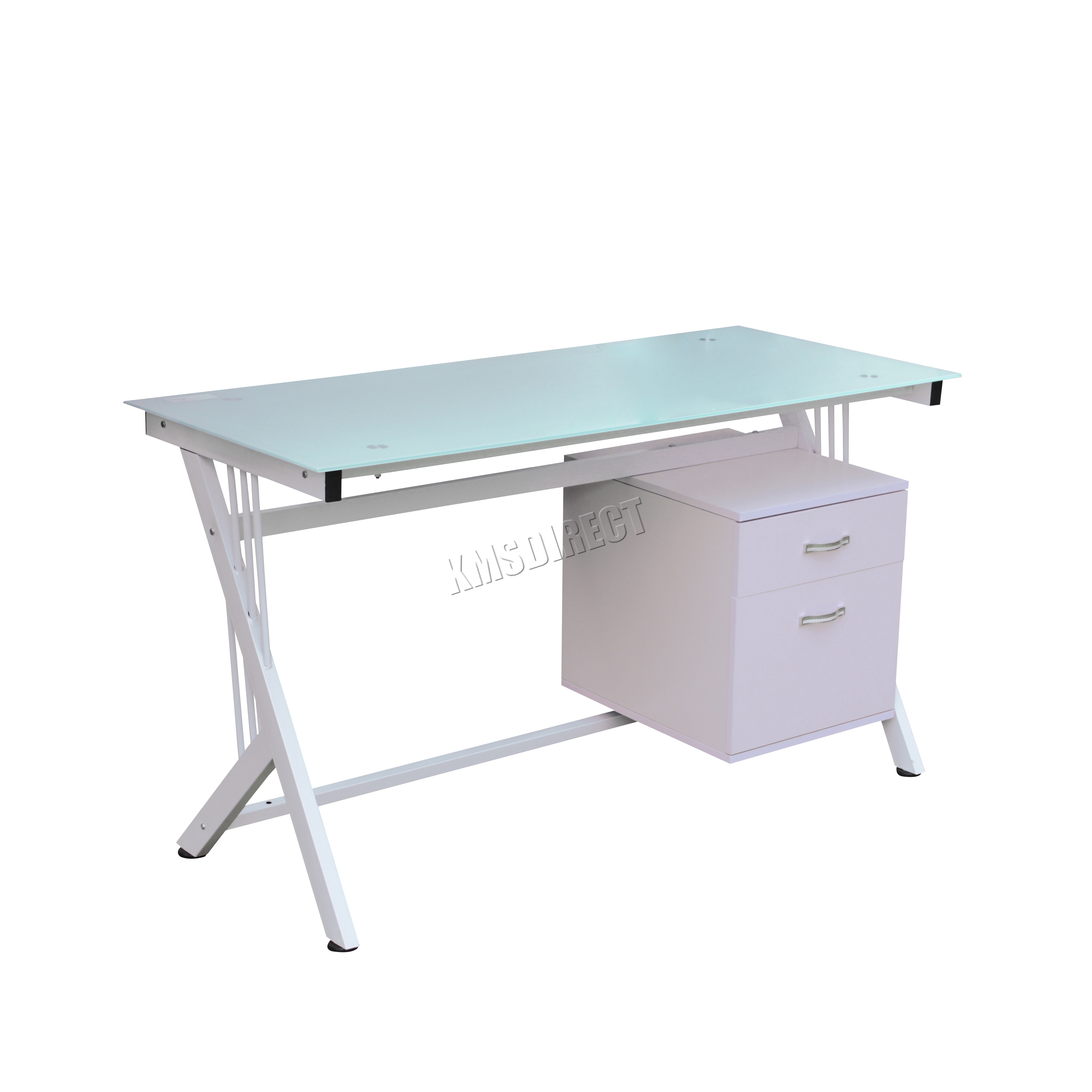 Foxhunter Computer Desk Pc Table With Glass Top 2 Drawers Home Foxhunter Computer Desk Pc Table With Glass Top