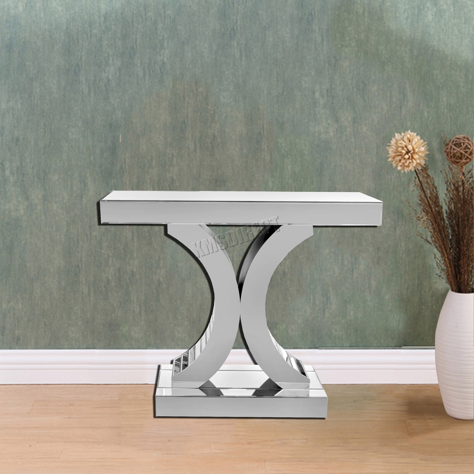 Details About Westwood Mirrored Furniture Glass Table X Console Desk Bedroom Hall Mt01 Silver