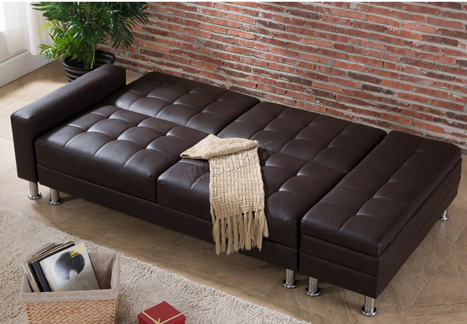 Bed Sofa Storage / Sofa Beds Faux Leather Convertible Sofa Sleeper with