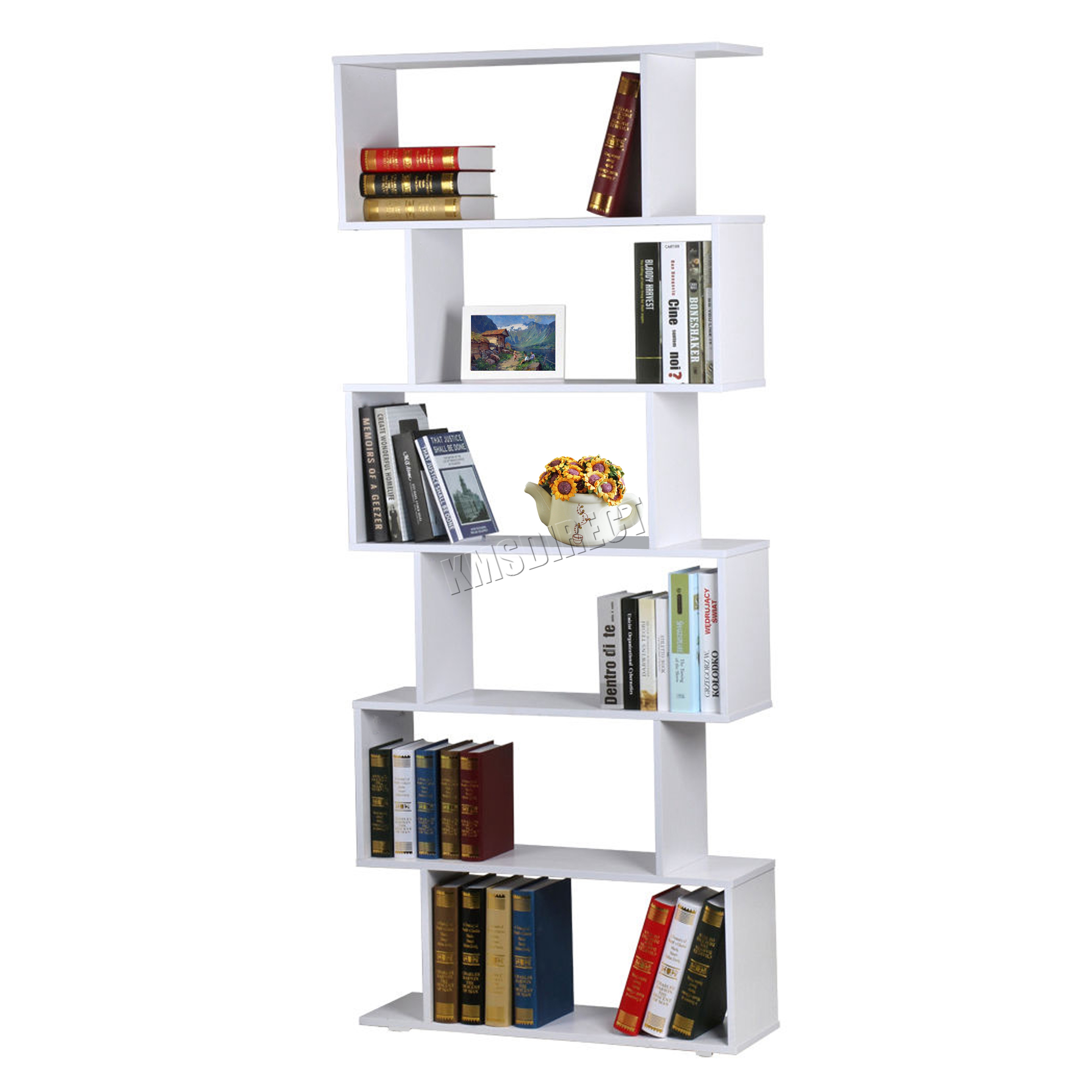 WestWood Modern Book Shelves 6 Tier S Shape Bookshelf Case Storage