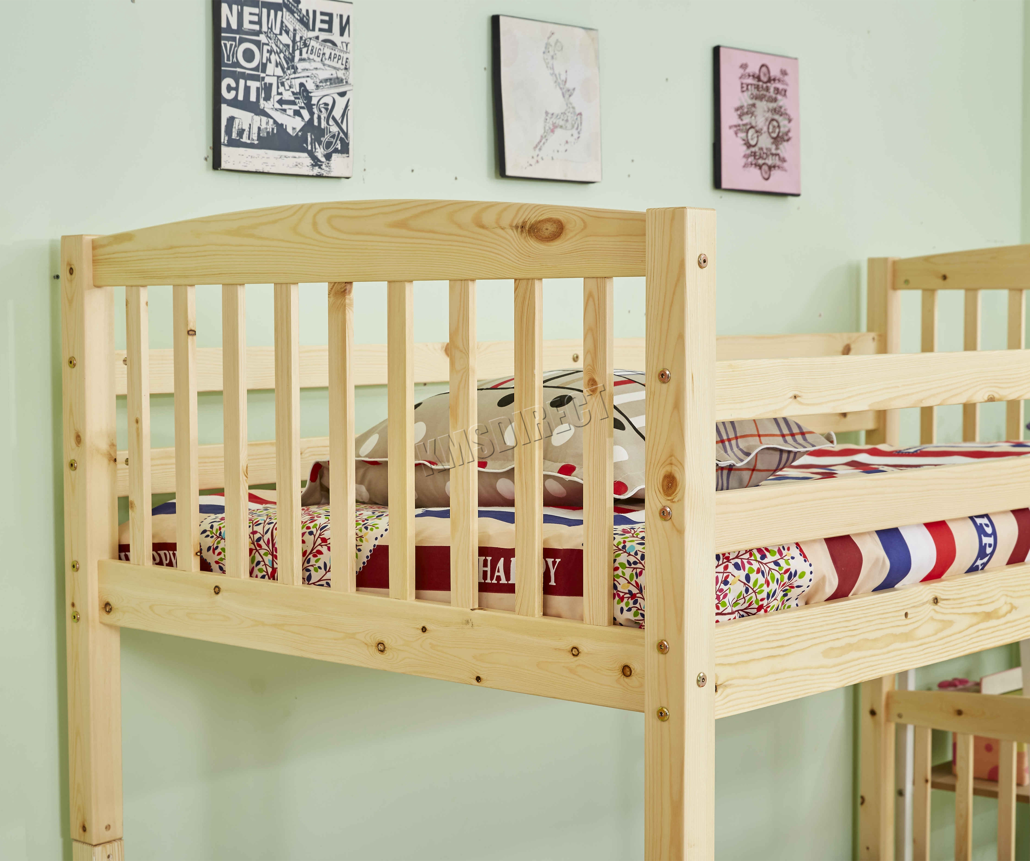 FoxHunter 3FT Wooden Frame Bunk Bed Wood Kids Children Sleeper Single