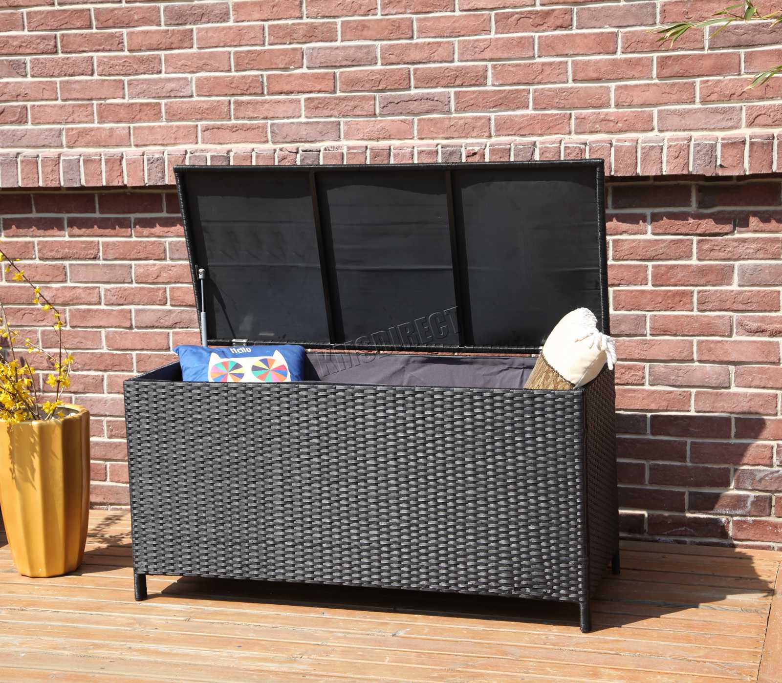 BIRCHTREE Garden Furniture Rattan Storage Box Woven Chest Patio Outdoor