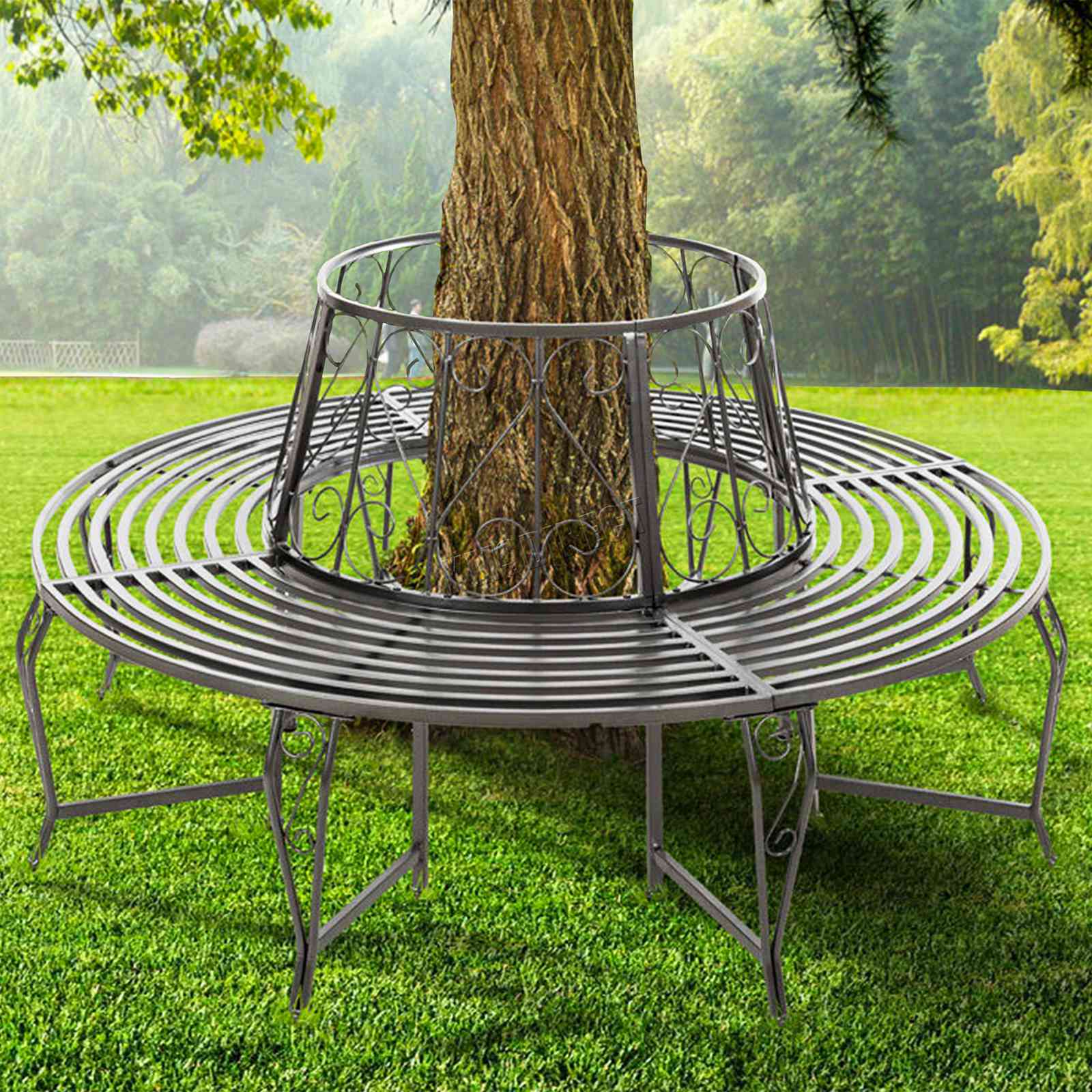 Timber Semi Circular Tree Seat Outsunny Semicircular Wooden
