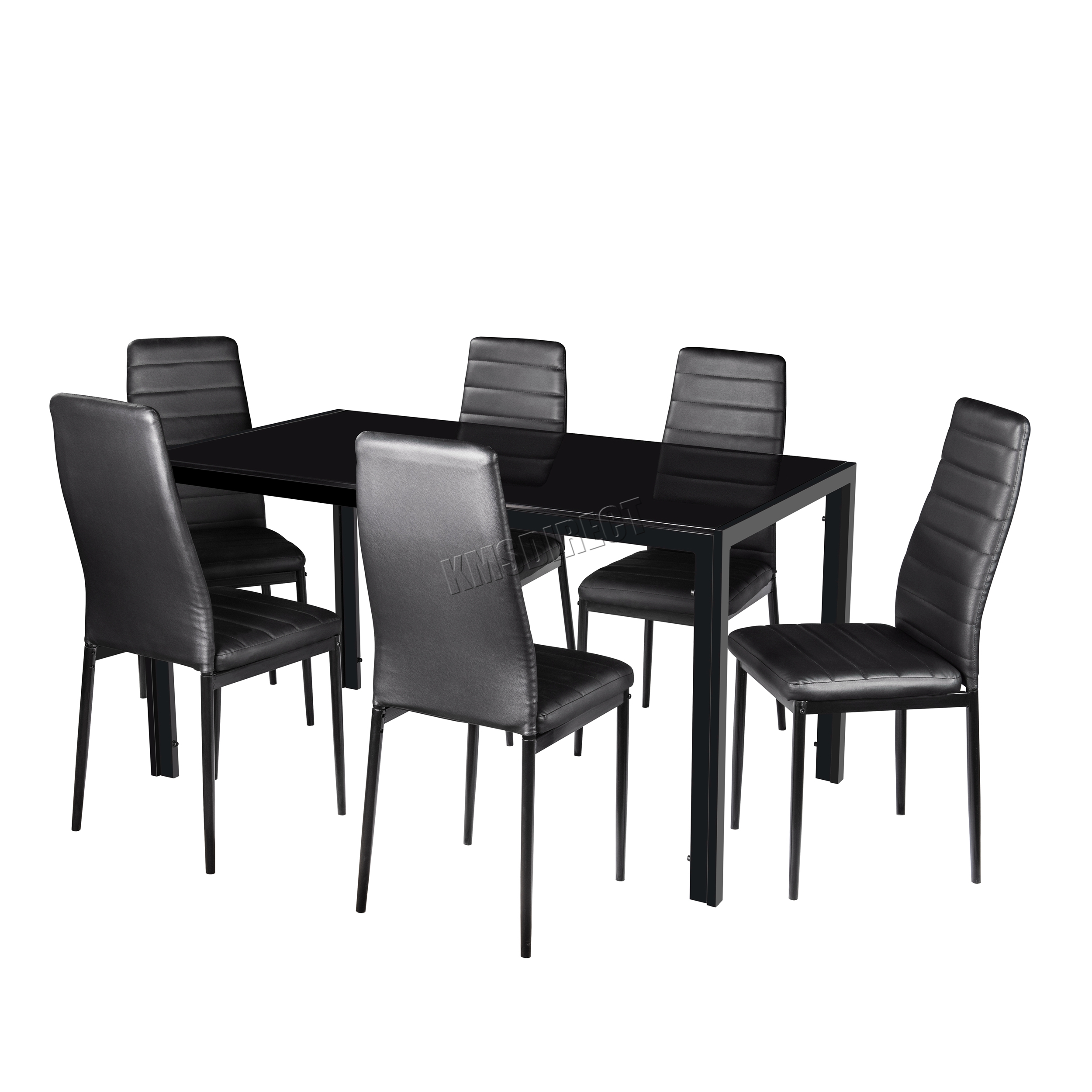 FoxHunter Glass Dining Table With 4\/6 Chairs Set Faux Leather Dining room Black eBay FoxHunter Glass Dining Table With 4\/6 Chairs Set Faux Leather Dining room Black eBay