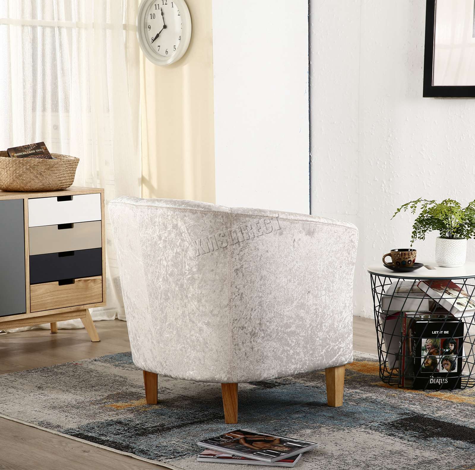 Tub Chairs WestWood Modern Crush Velvet Fabric Tub Chair Armchair