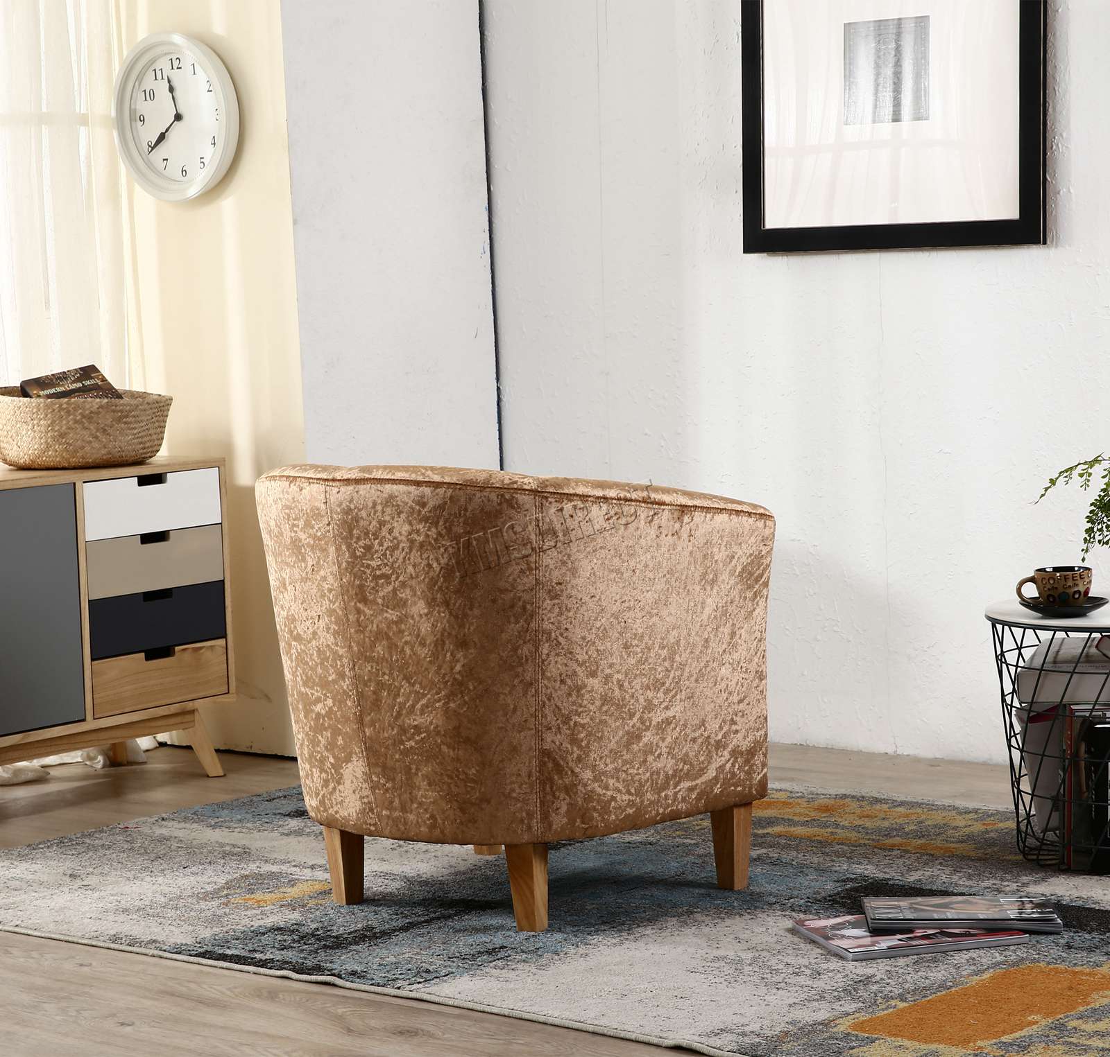 WestWood Crush Velvet Fabric Tub Chair Armchair Lounge Living Room