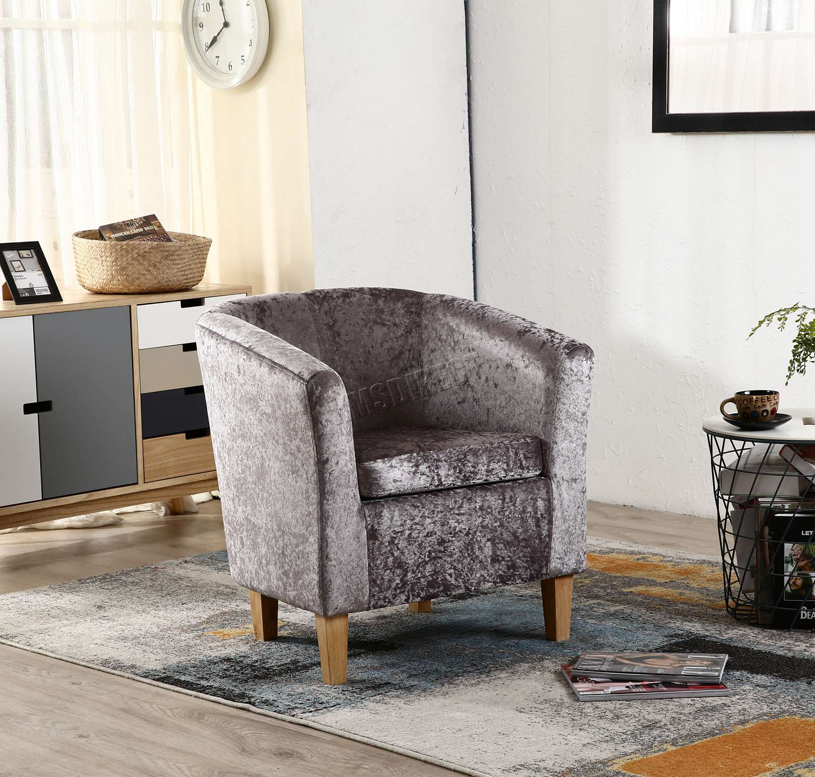 WestWood Crush Velvet Fabric Tub Chair Armchair Lounge Living Room Office TC12 eBay