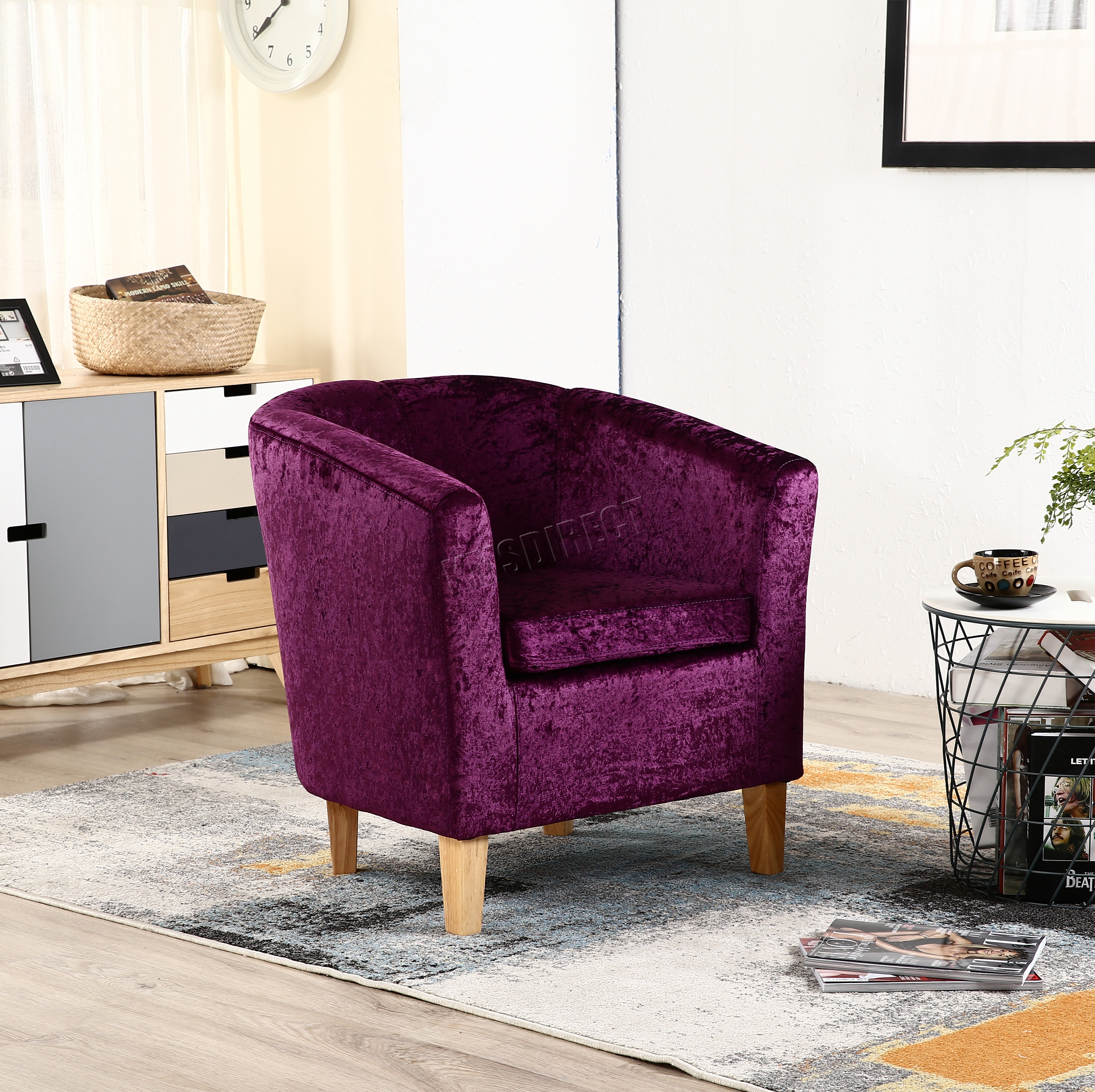 WestWood Crush Velvet Fabric Tub Chair Armchair Lounge Living Room