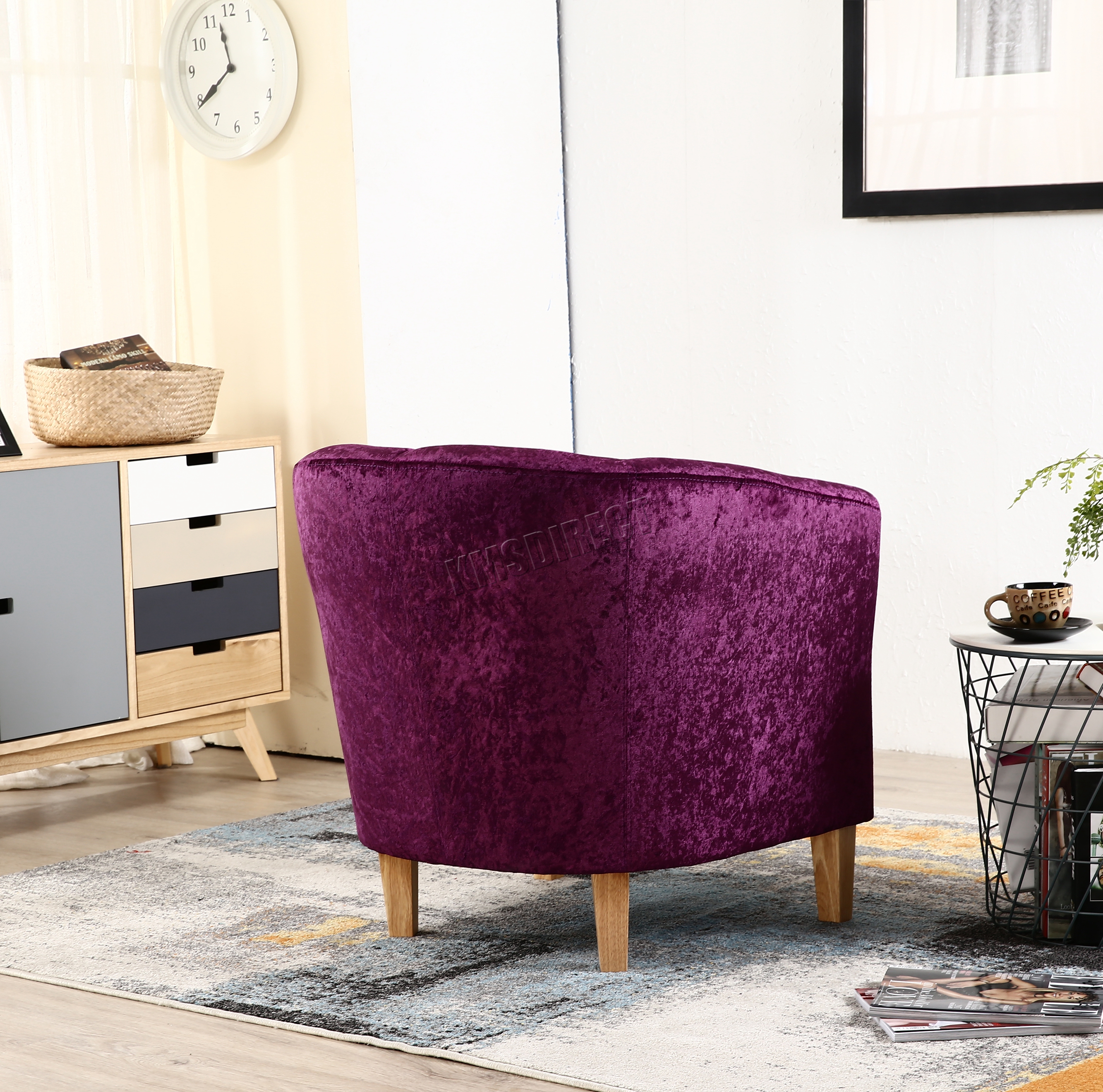 WestWood Crush Velvet Fabric Tub Chair Armchair Lounge Living Room