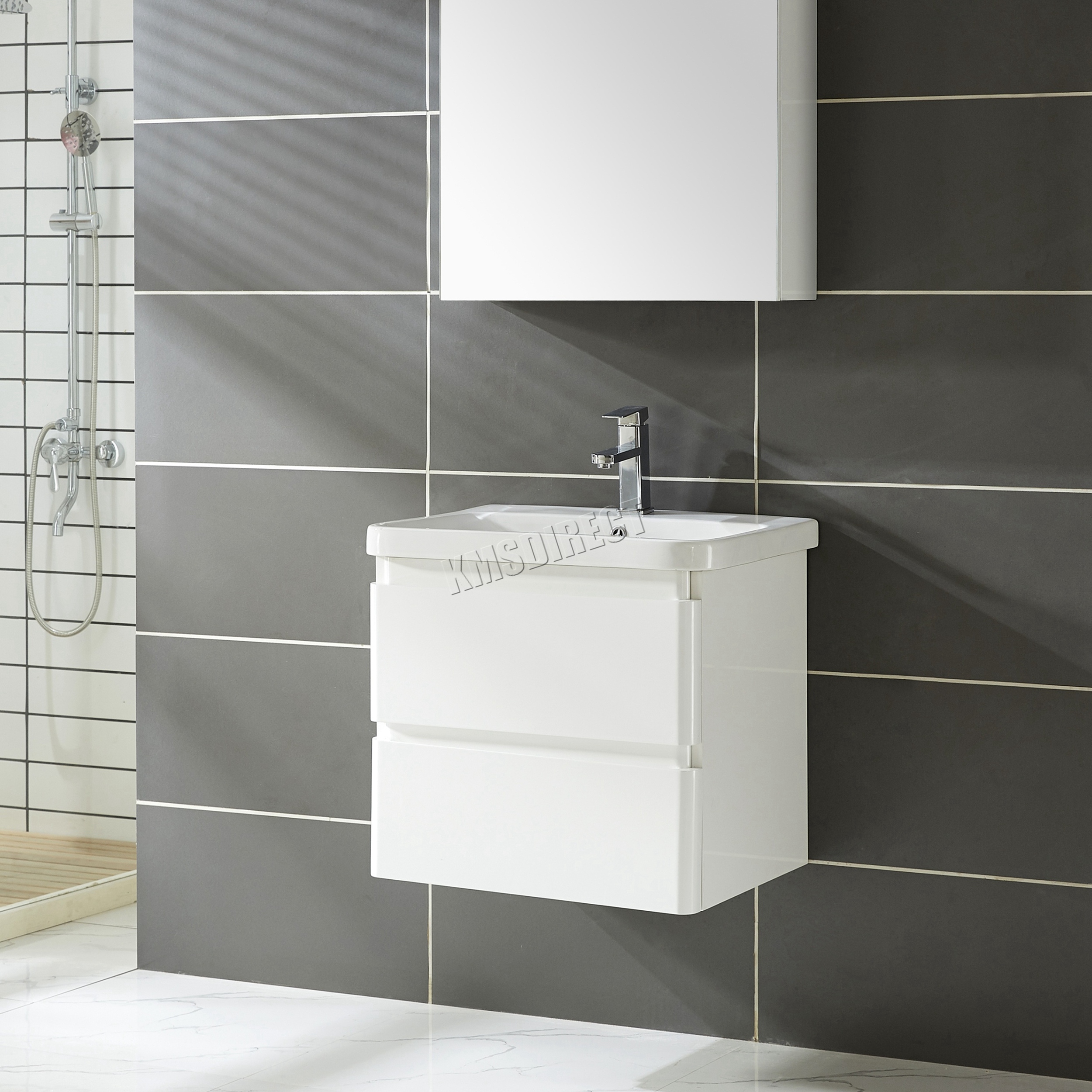 Westwood Badezimmer Eitelkeit Speichereinheit mit Waschbecken Hochglanz