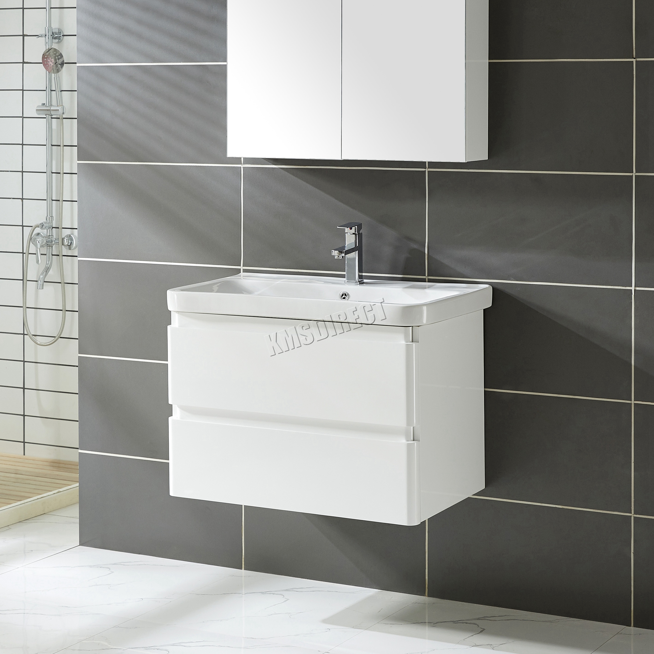 Westwood Badezimmer Eitelkeit Speichereinheit mit Waschbecken Hochglanz
