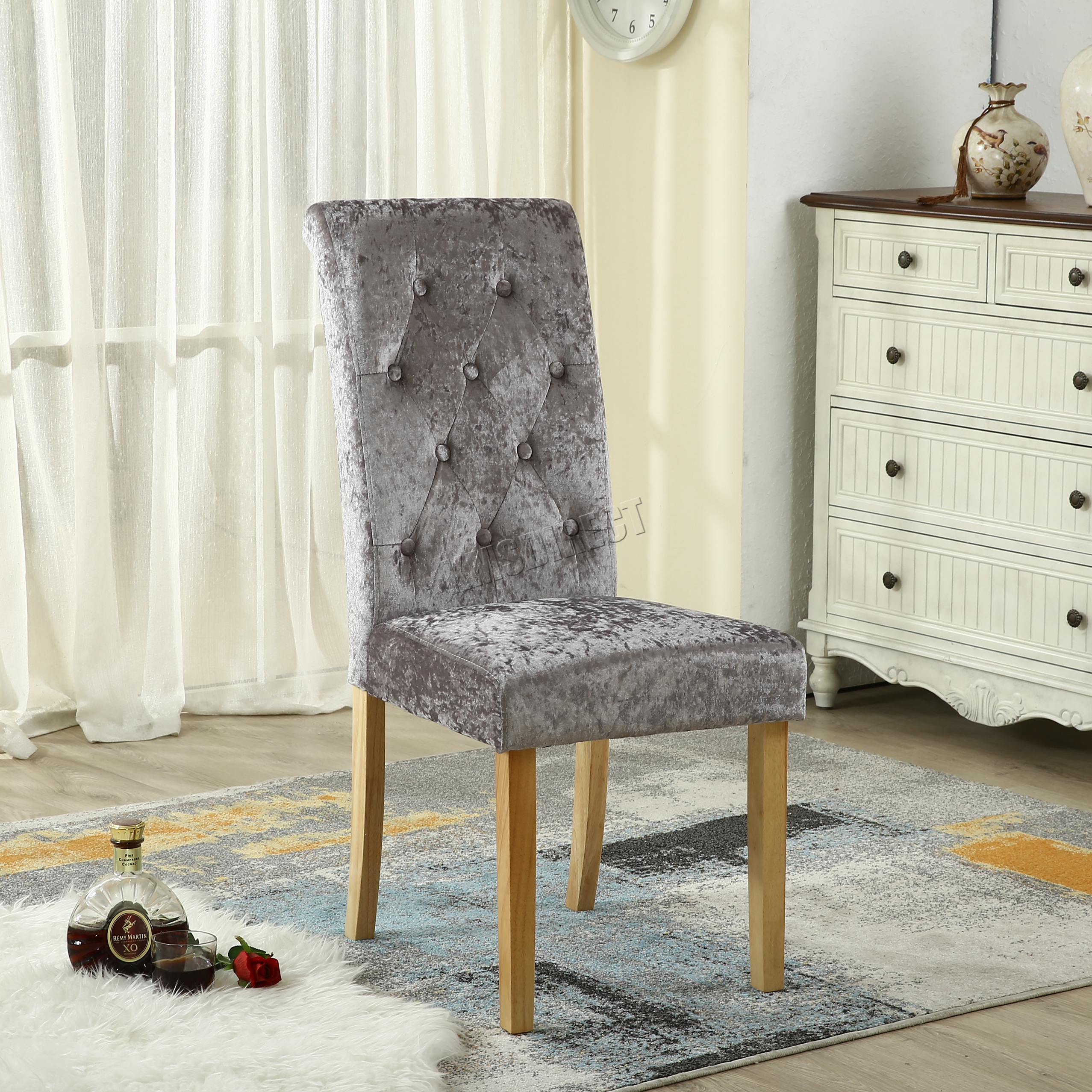 Westwood Crush Velvet Fabric Dining Chairs Scroll High Back Room Sentinel Westwood Crush Velvet Fabric Dining Chairs Scroll High Back Room Dcf06 Grey X2