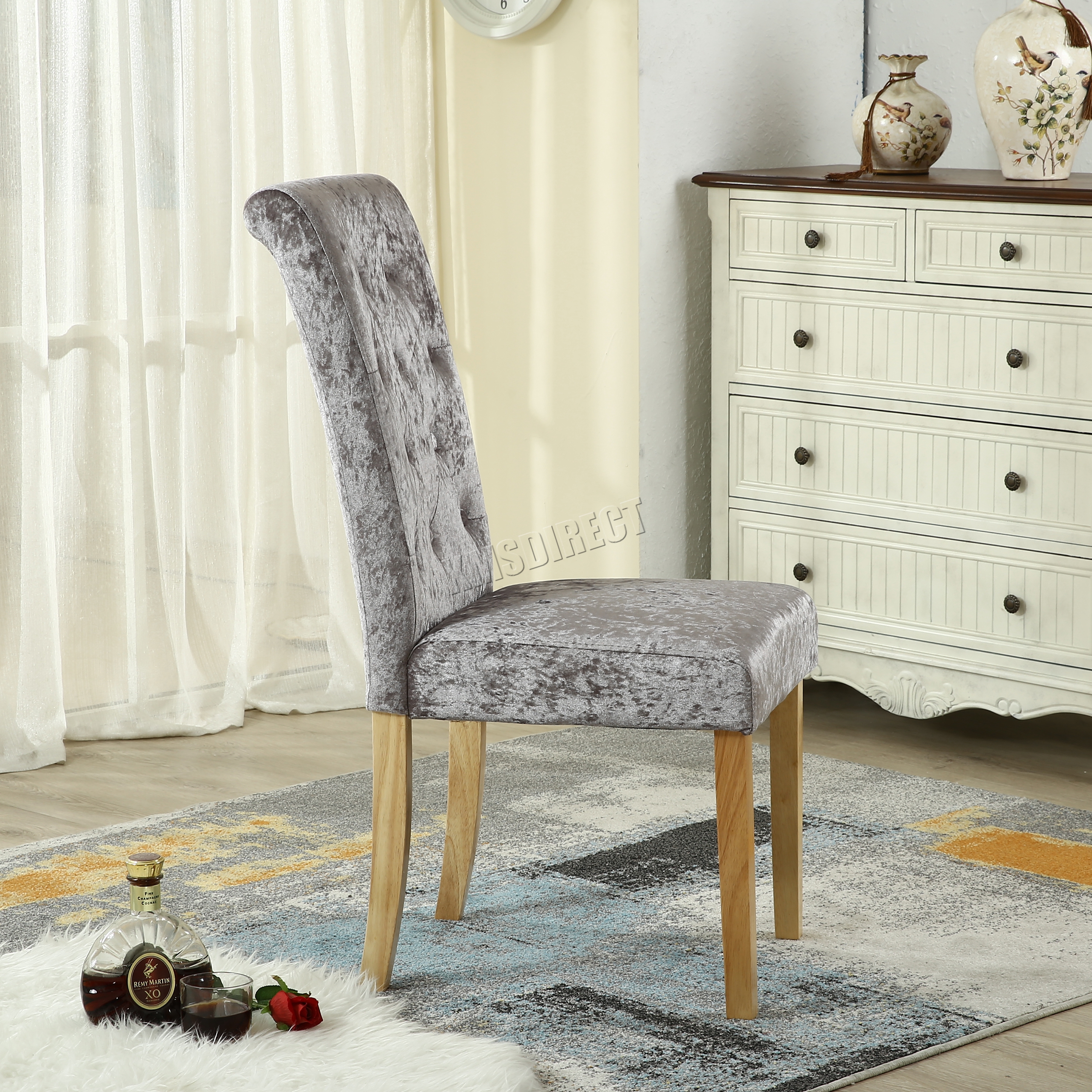 Westwood Crush Velvet Fabric Dining Chairs Scroll High Back Room Sentinel Westwood Crush Velvet Fabric Dining Chairs Scroll High Back Room Dcf06 Grey X2