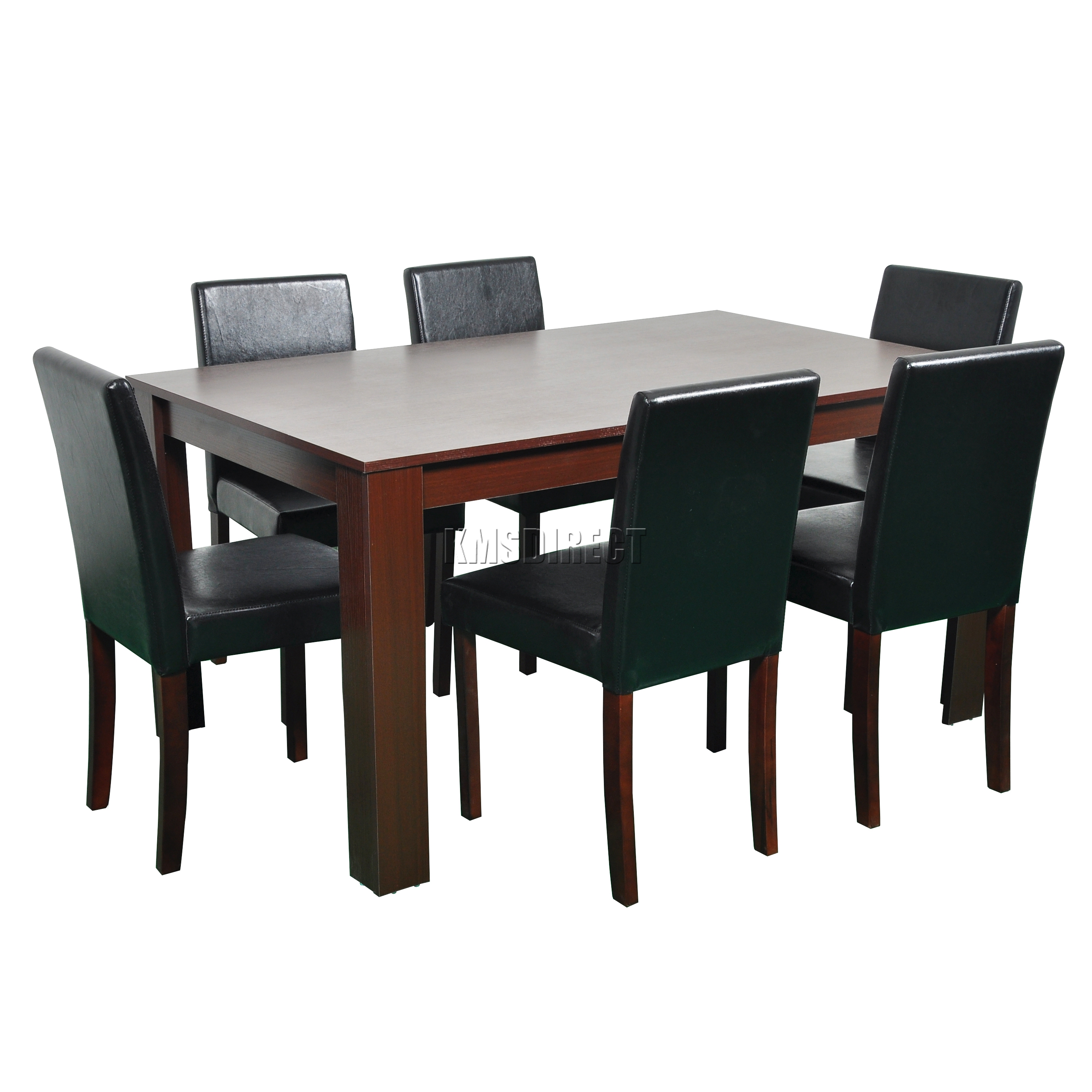 Spare Repair Wooden Dining Table And 6 Faux Leather Chairs Set Sentinel Spare Repair Wooden Dining Table And 6 Faux Leather Chairs Set Furniture Walnut