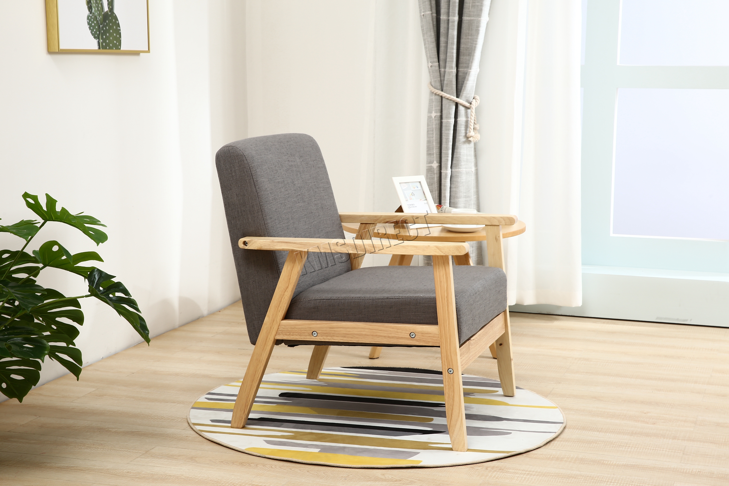 westwood retro fabric armchair seat chair accent recliner sofa wood