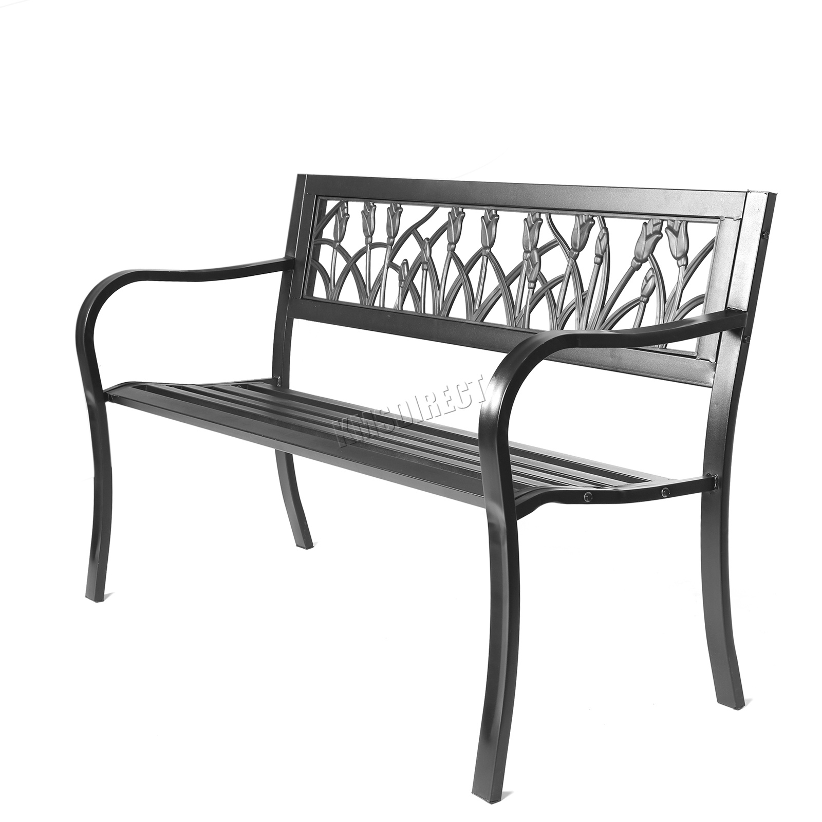 WestWood Outdoor 3 Seater Garden Bench Seat Chair Slat Steel Park Patio