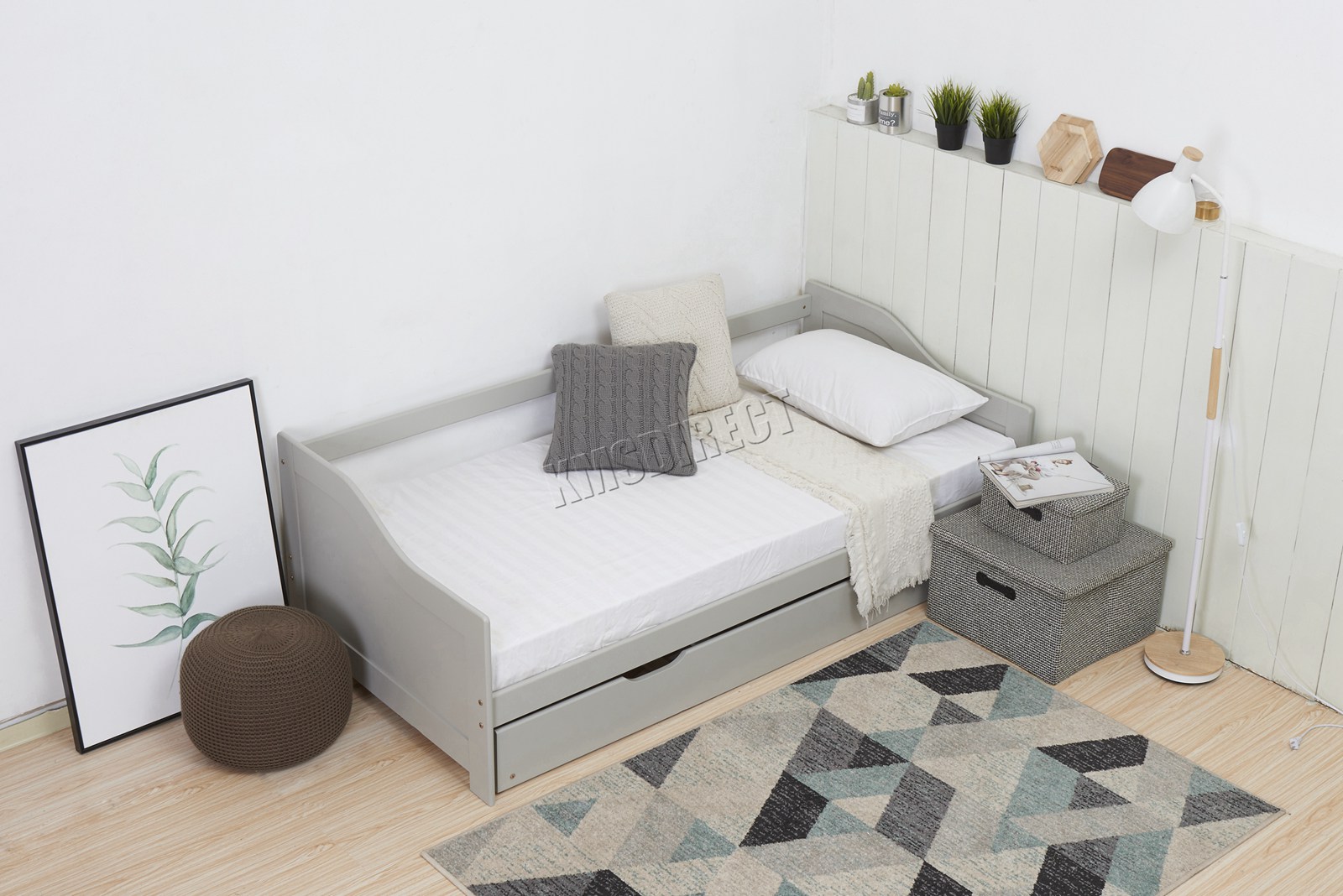 WestWood Grey Single 3ft Day Bed with Trundle Guest Solid Wood Frame Daybed eBay