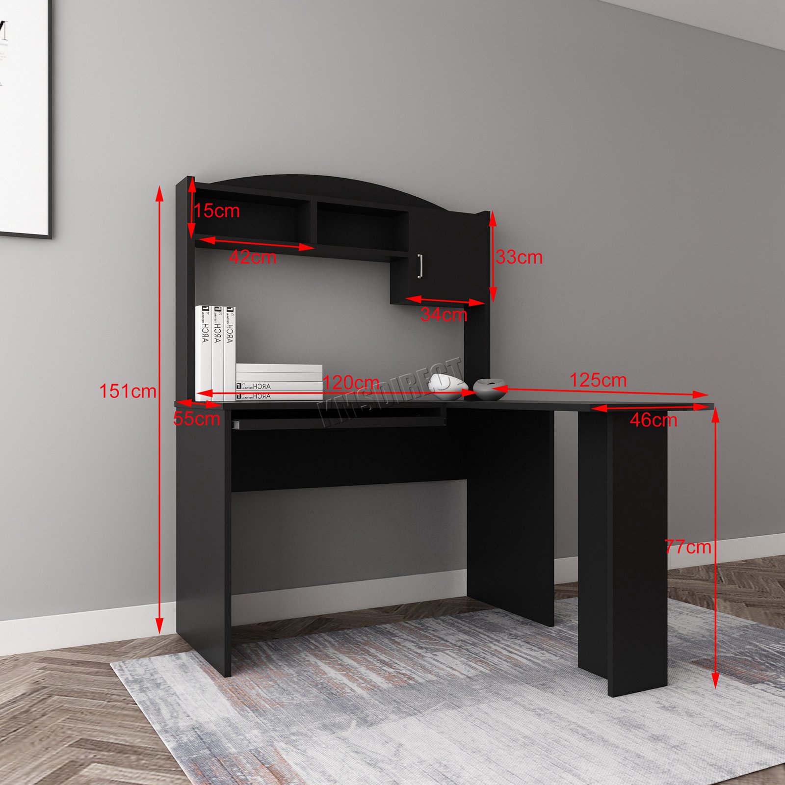 WestWood L-shaped Computer PC Desk Table With Shelves ...