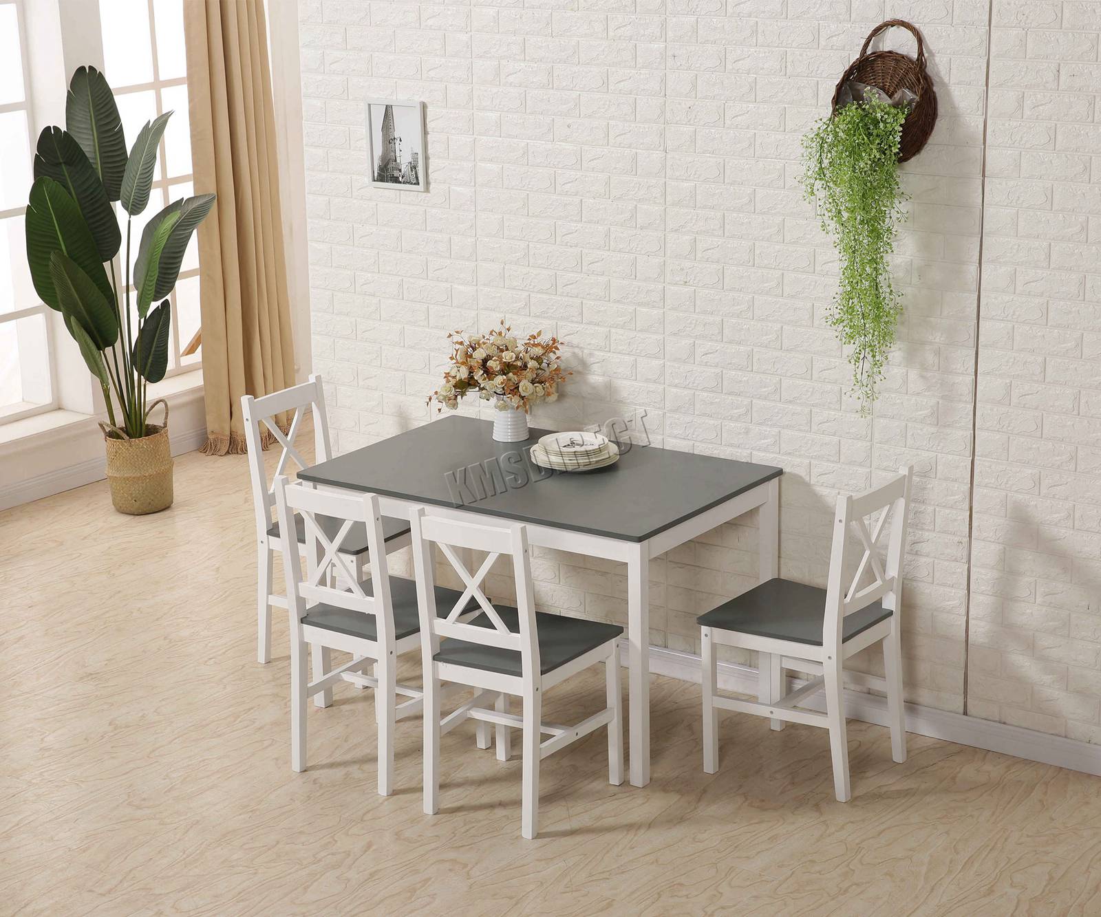 WestWood Dining Table and 4 Chairs Set Quality Solid Wooden Kitchen Home DS03