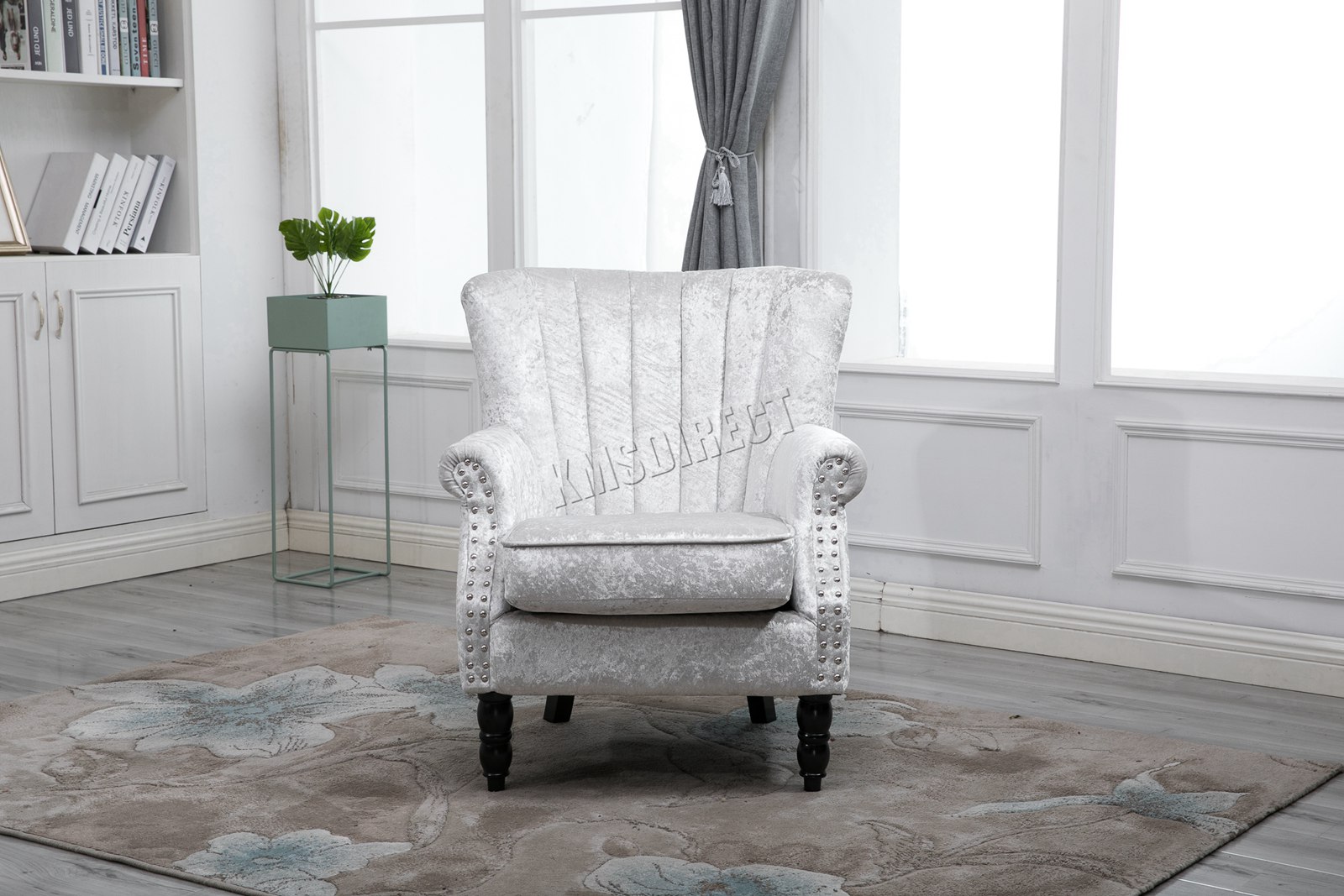 WestWood Morden Upholstered Crush Velvet Armchair Fabric Tub Chair Sofa