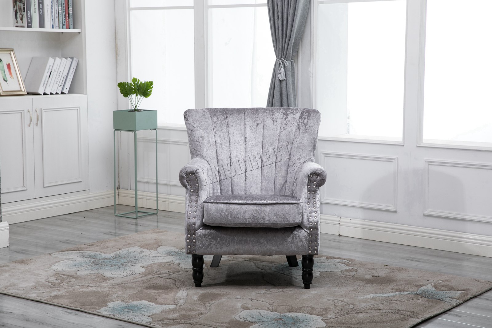 WestWood Morden Upholstered Crush Velvet Armchair Fabric Tub Chair Sofa