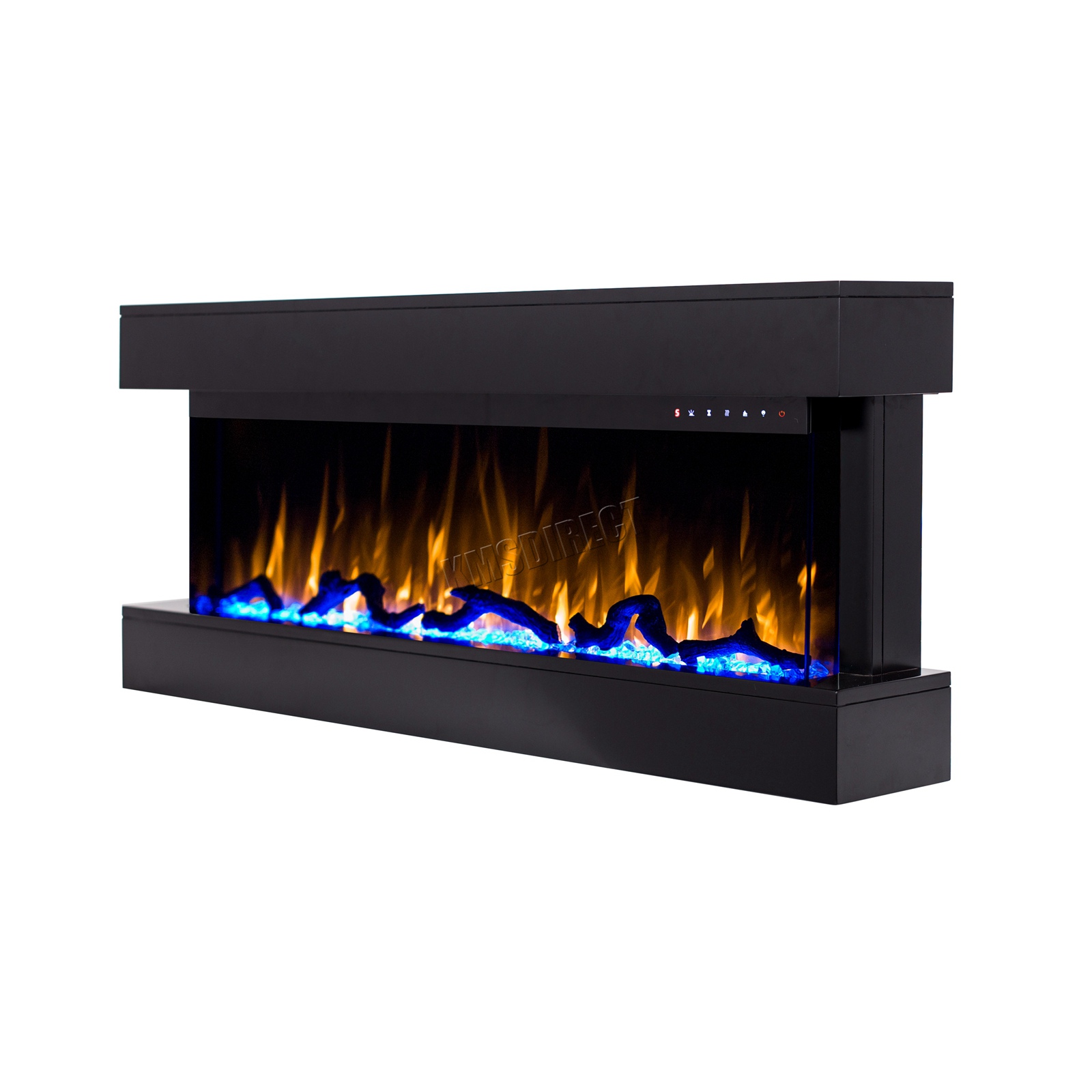 FoxHunter Wall Mounted Floating Electric Fireplace 1600W LED Fire