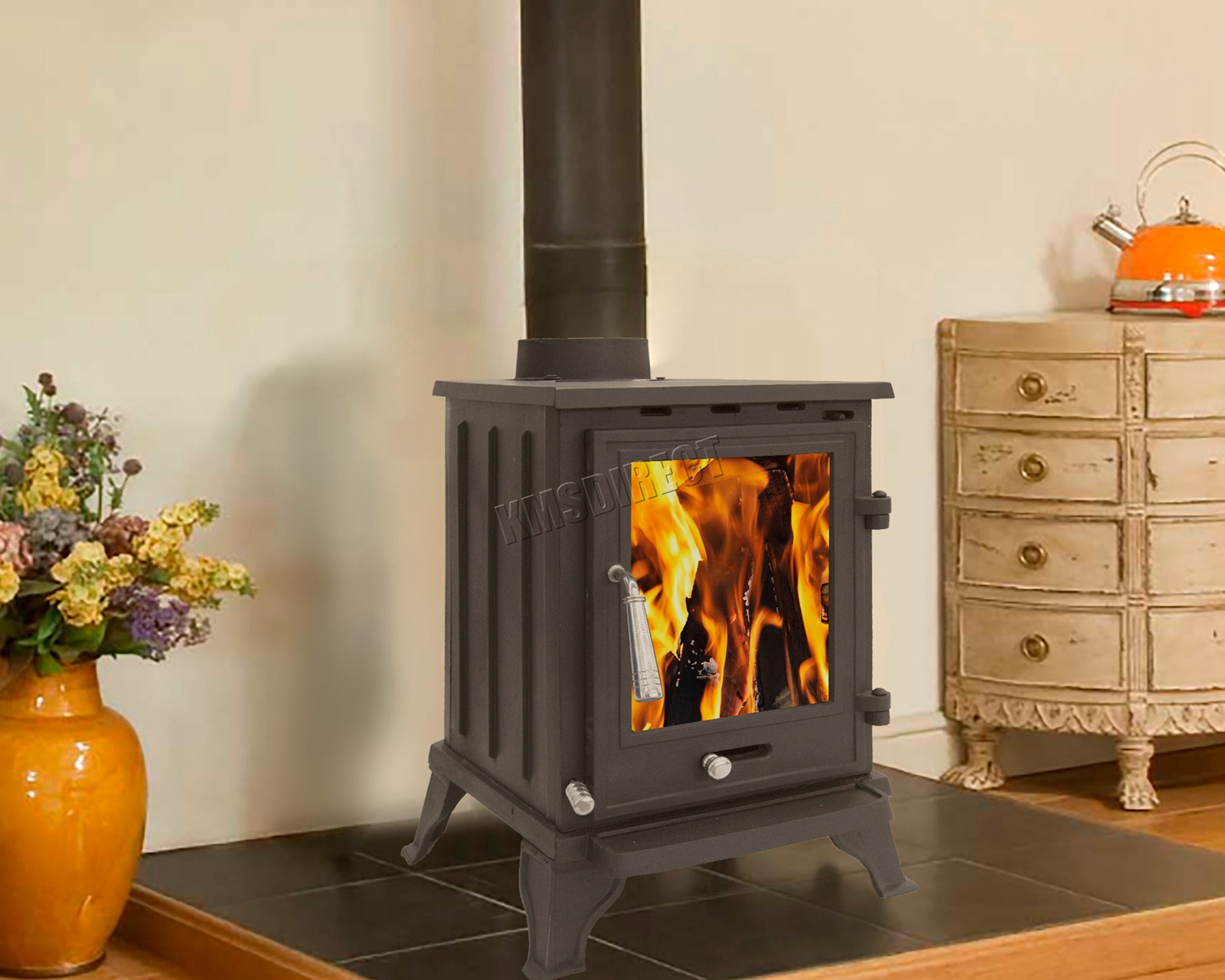 Woodburner Cast Iron Log Burner Multifuel Wood Burning Stove Fireplace