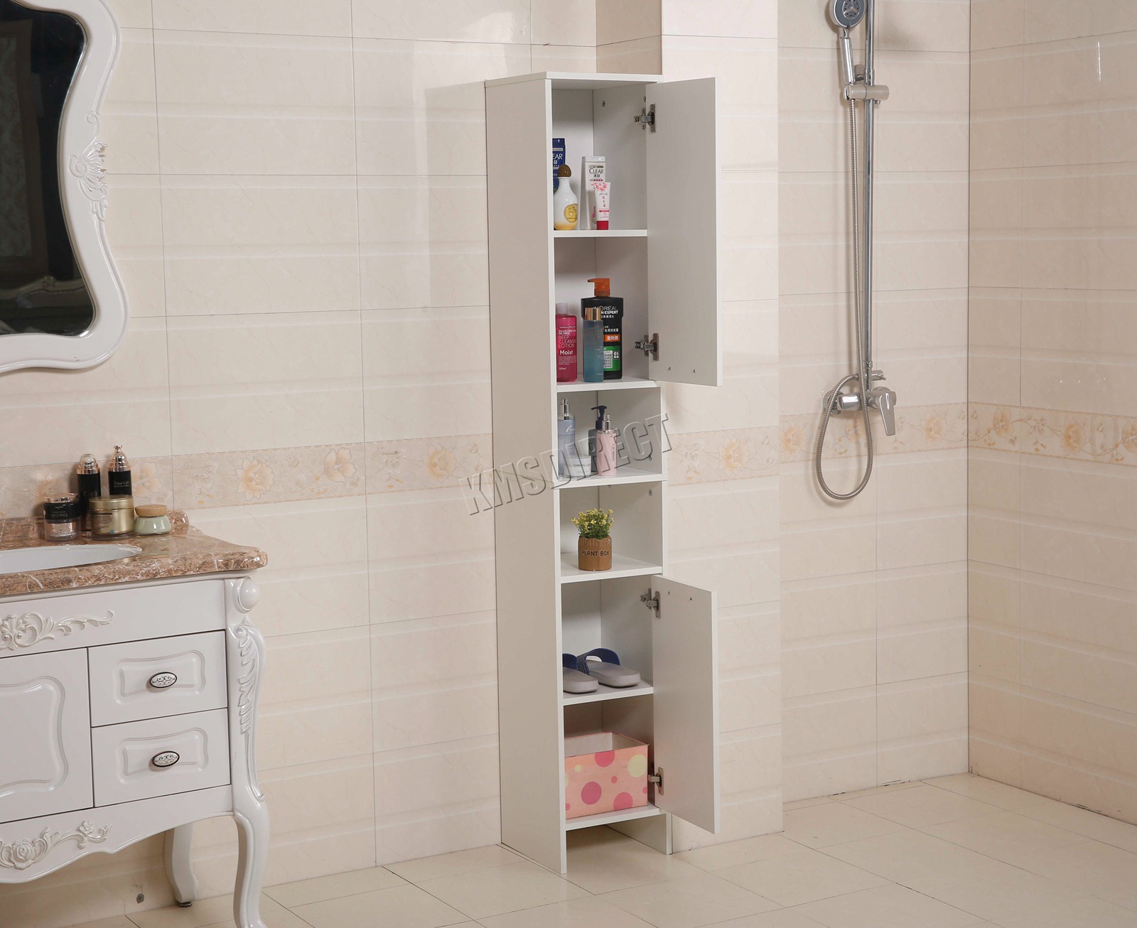 WestWood Bathroom Tall Shelving Storage Cupboard Floor Standing BC10 eBay