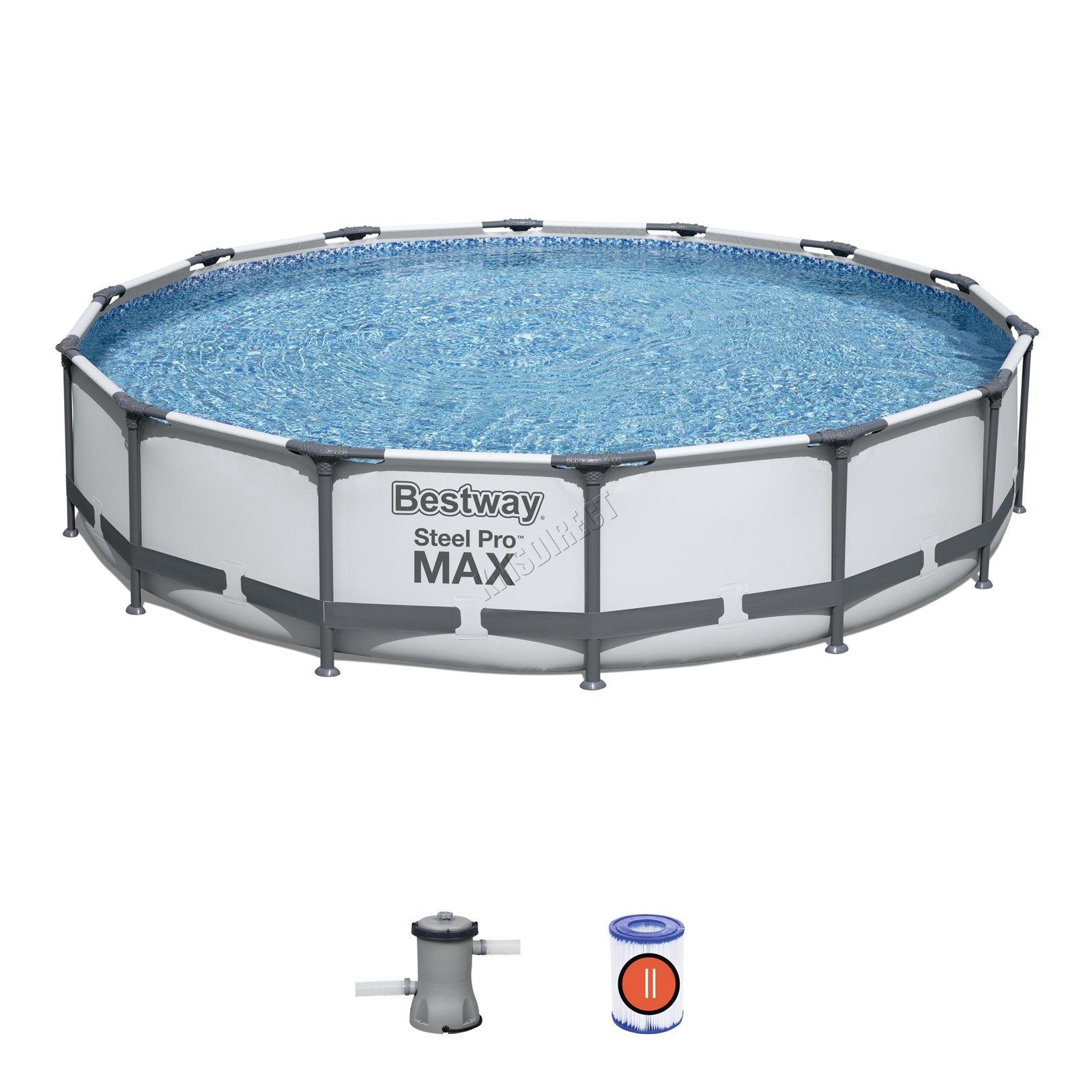 BESTWAY STEEL PRO Frame Swimming Pool Set Round Above Ground With ...