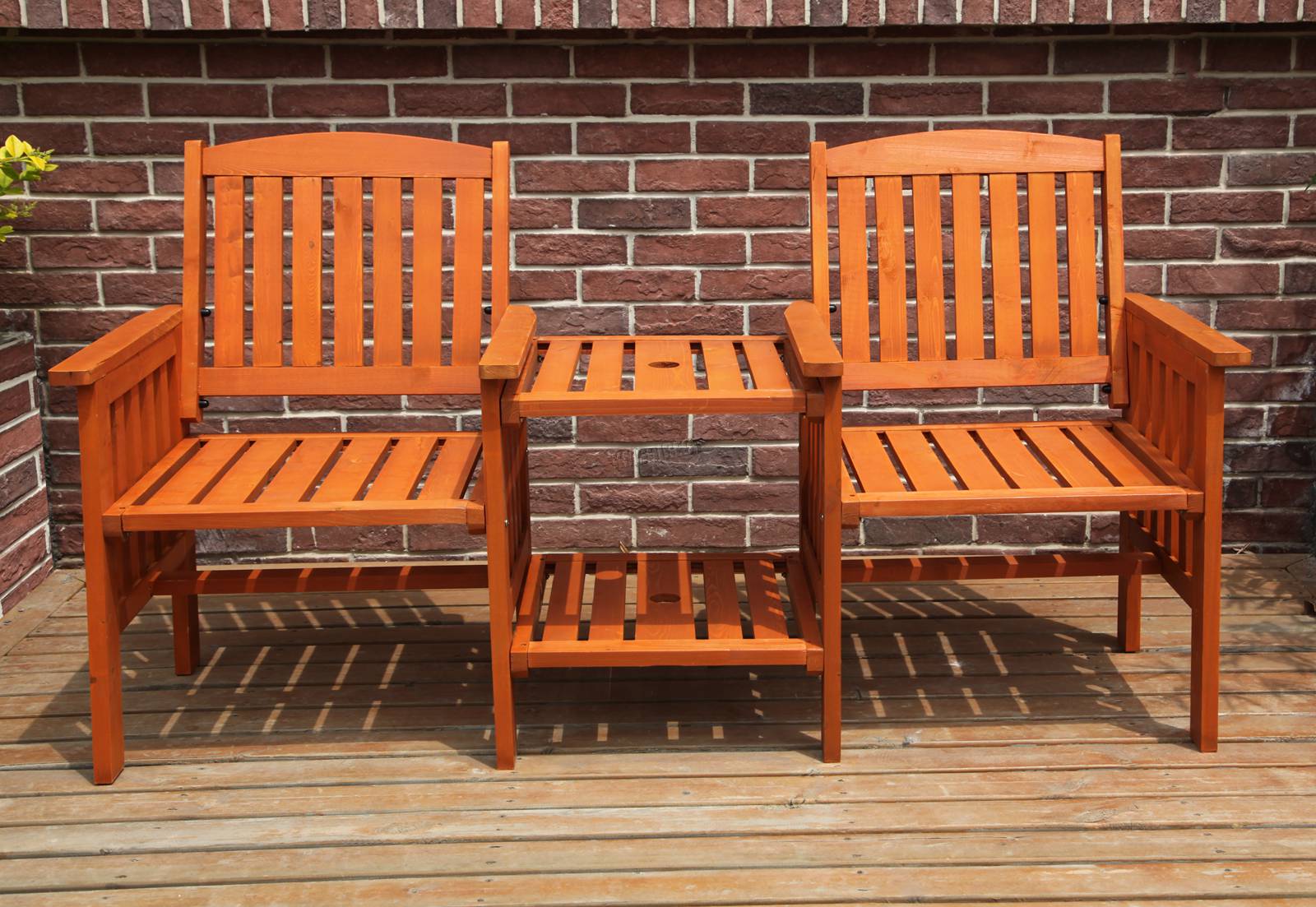 BIRCHTREE Garden Love Seat Wooden Bench 2 Seater Patio Twin Chair W