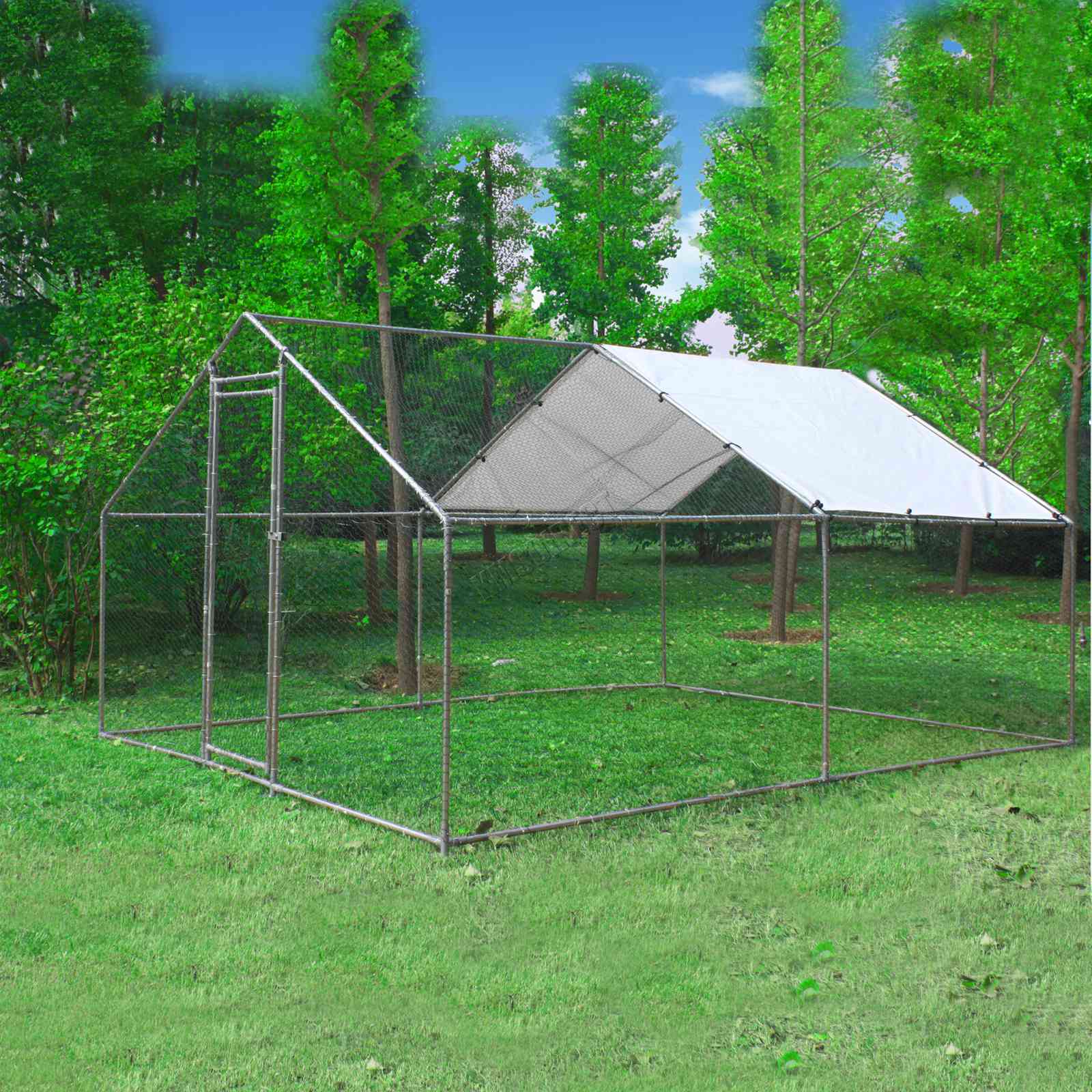 FoxHunter Chicken Run Cage Walk In Coop Poultry Hen Rabbit Kennel Hutch Metal