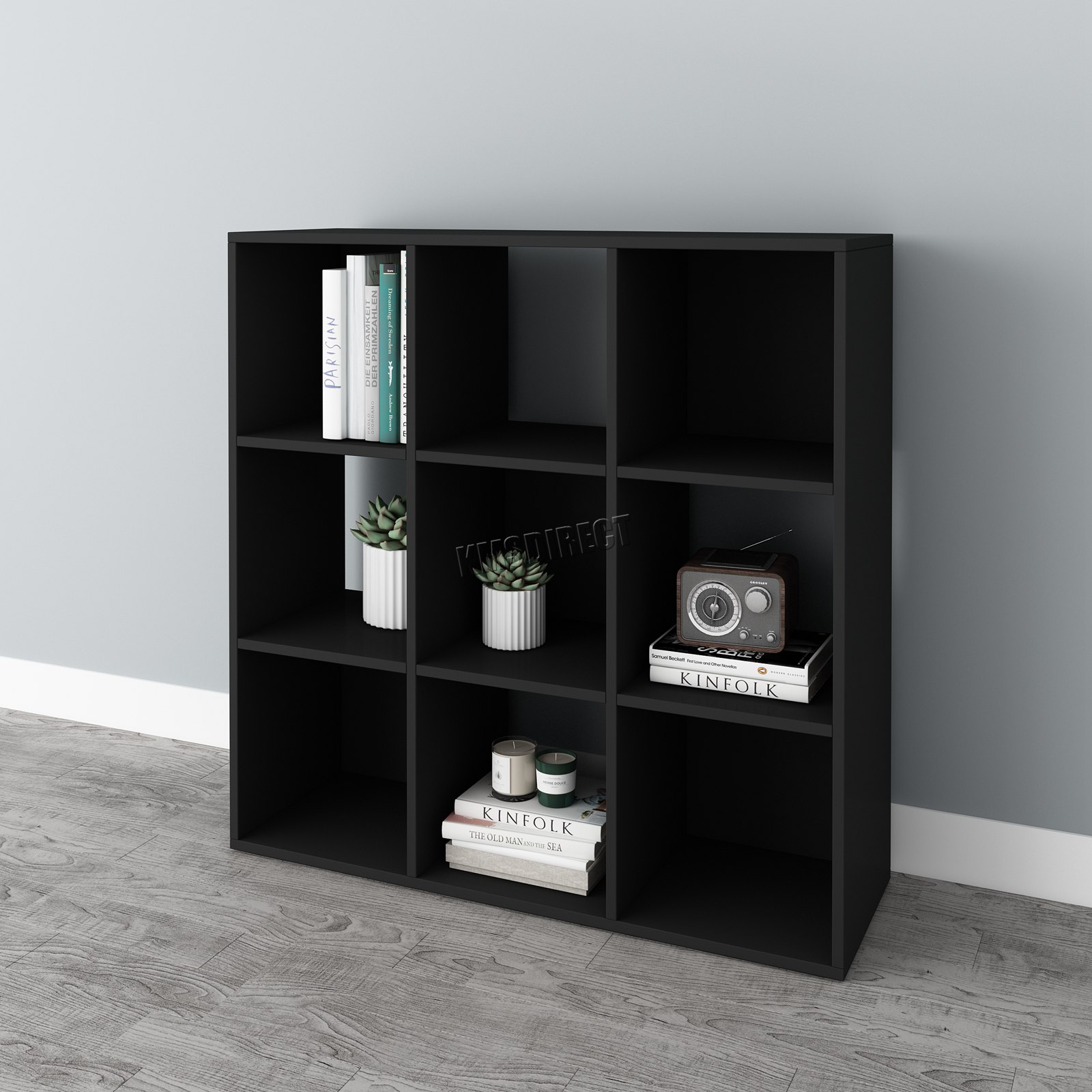 WestWood Bookshelf 3 Tier 9 Cube Bookcase Storage Display PB Shelving Rack Unit
