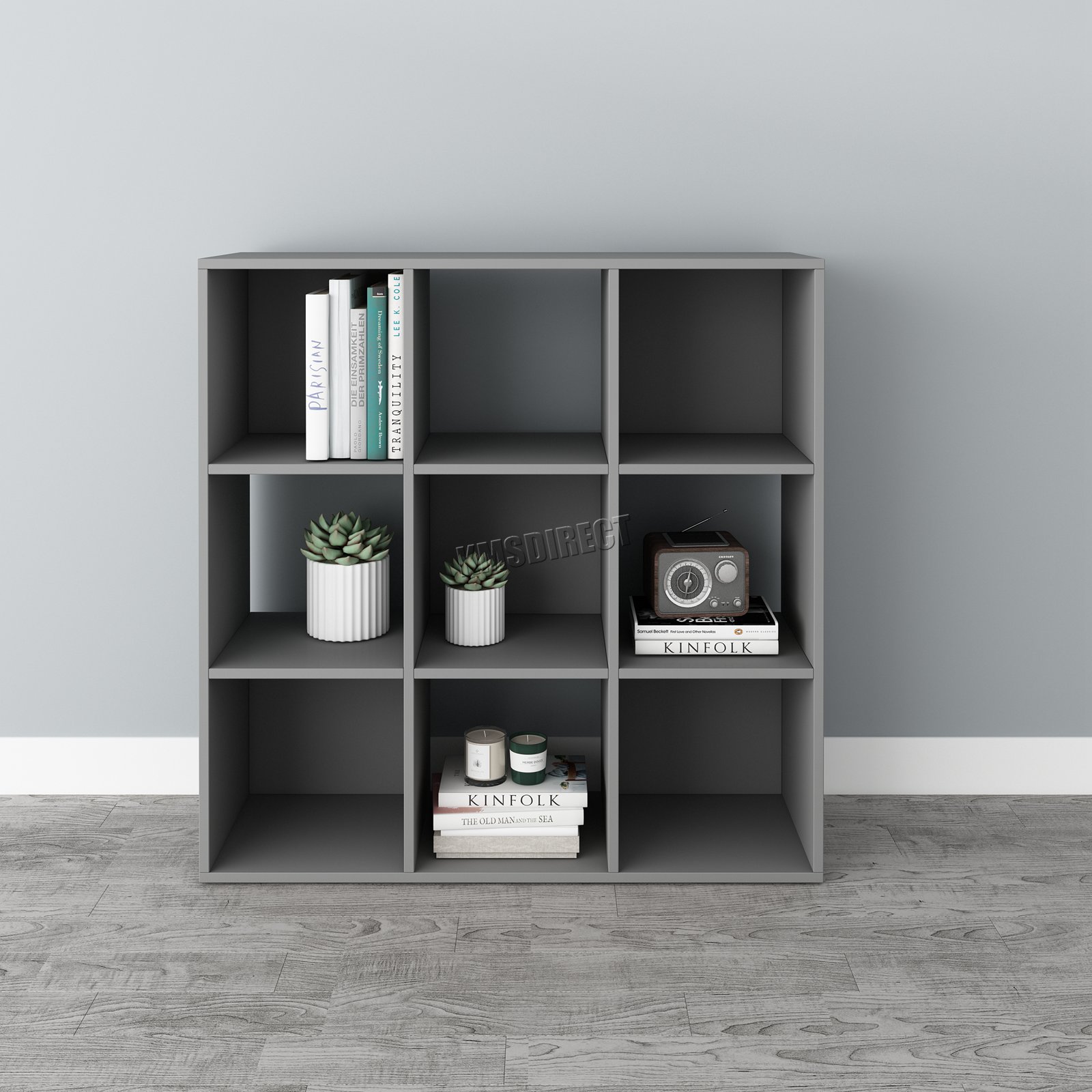 WestWood Bookshelf 3 Tier 9 Cube Bookcase Storage Display PB Shelving