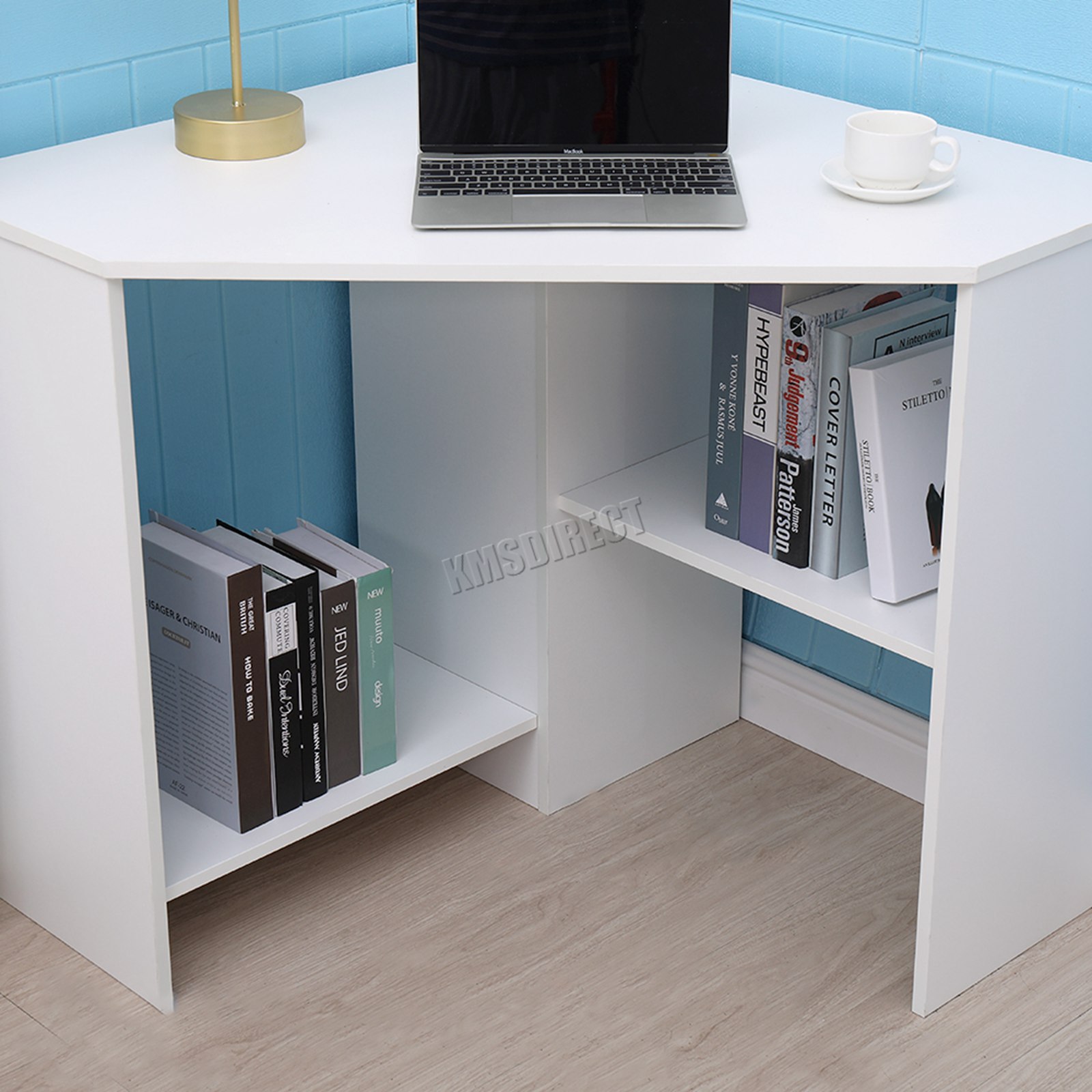 WestWood PC Computer Desk Corner Wooden Desktop Table 2 shelf