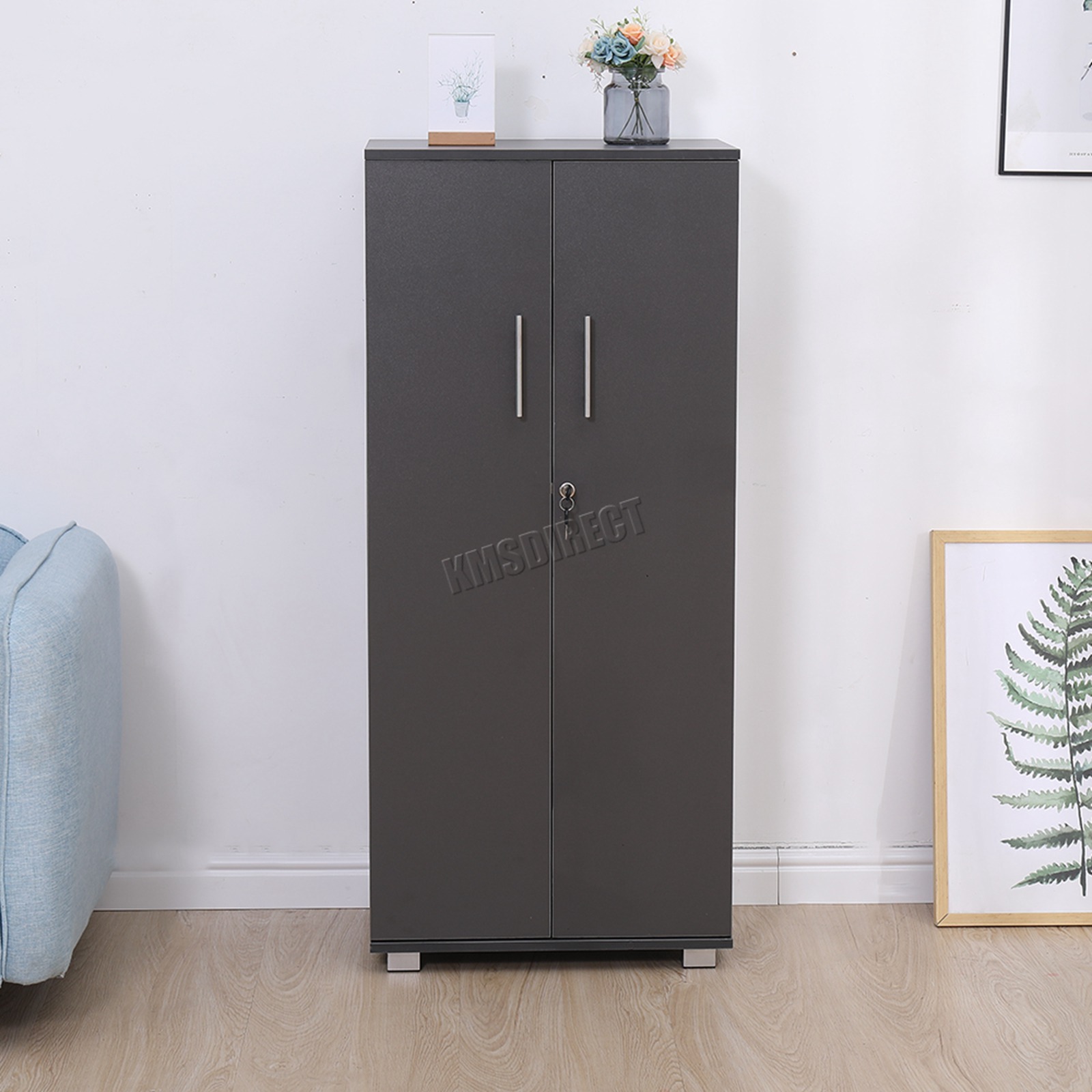 WestWood Office Storage Cupboard Filing 3 Shelf with Lock Wood