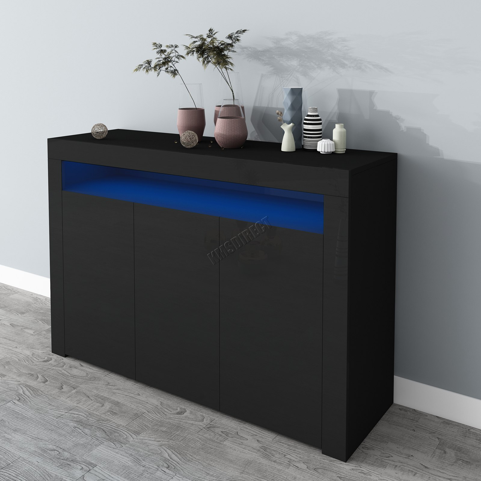 WestWood Sideboard Chest Cupboard High Gloss Front Matt LED