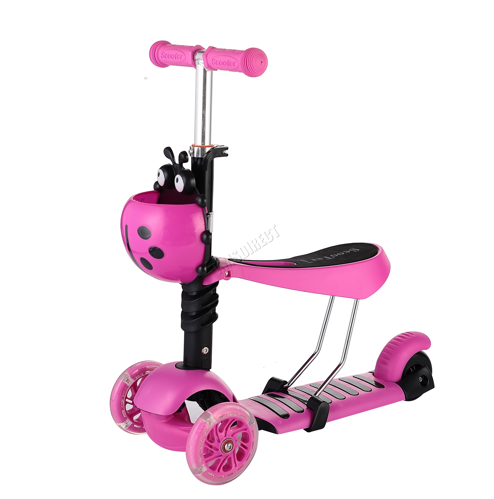 FoxHunter 3in1 Kids Toddlers Push Scooter 3 Wheel Kick Adjustable Ride