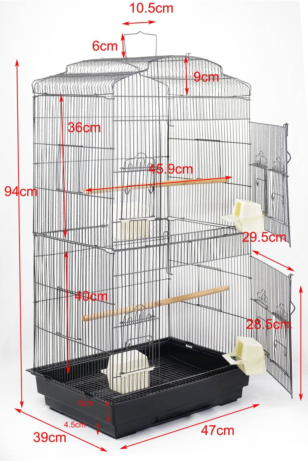 Foxhunter Grande Metal Jaula con Soporte Pajarera Loro Periquito Canario Cacatua BIRD CAGE METAL MBC 05 HAMMERED SILVER KMSWM05 - Foxhunter Grande Metal Jaula con Soporte Pajarera Loro Periquito Canario Cacatua