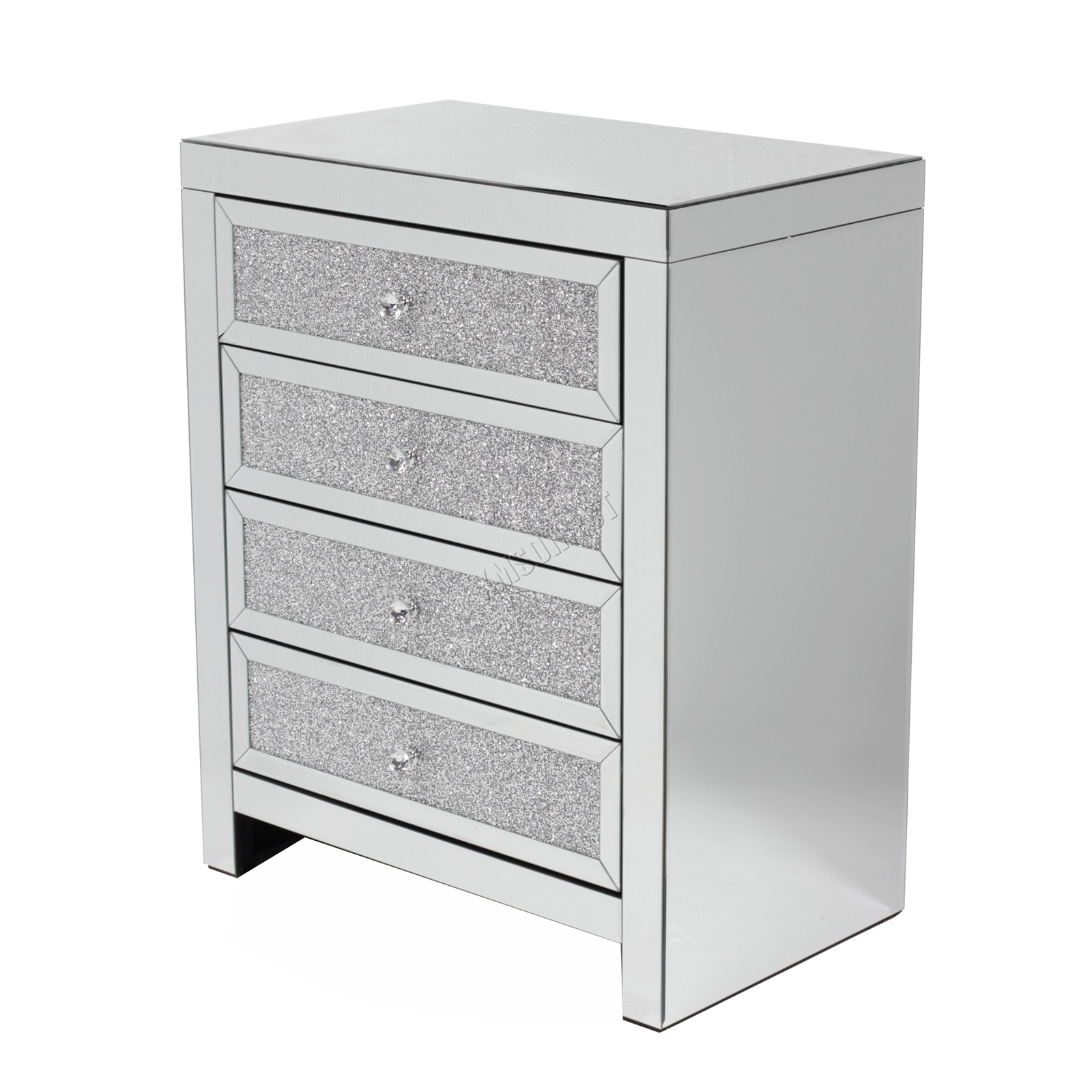 WestWood Mirrored Furniture Glass With Drawer Chest Table