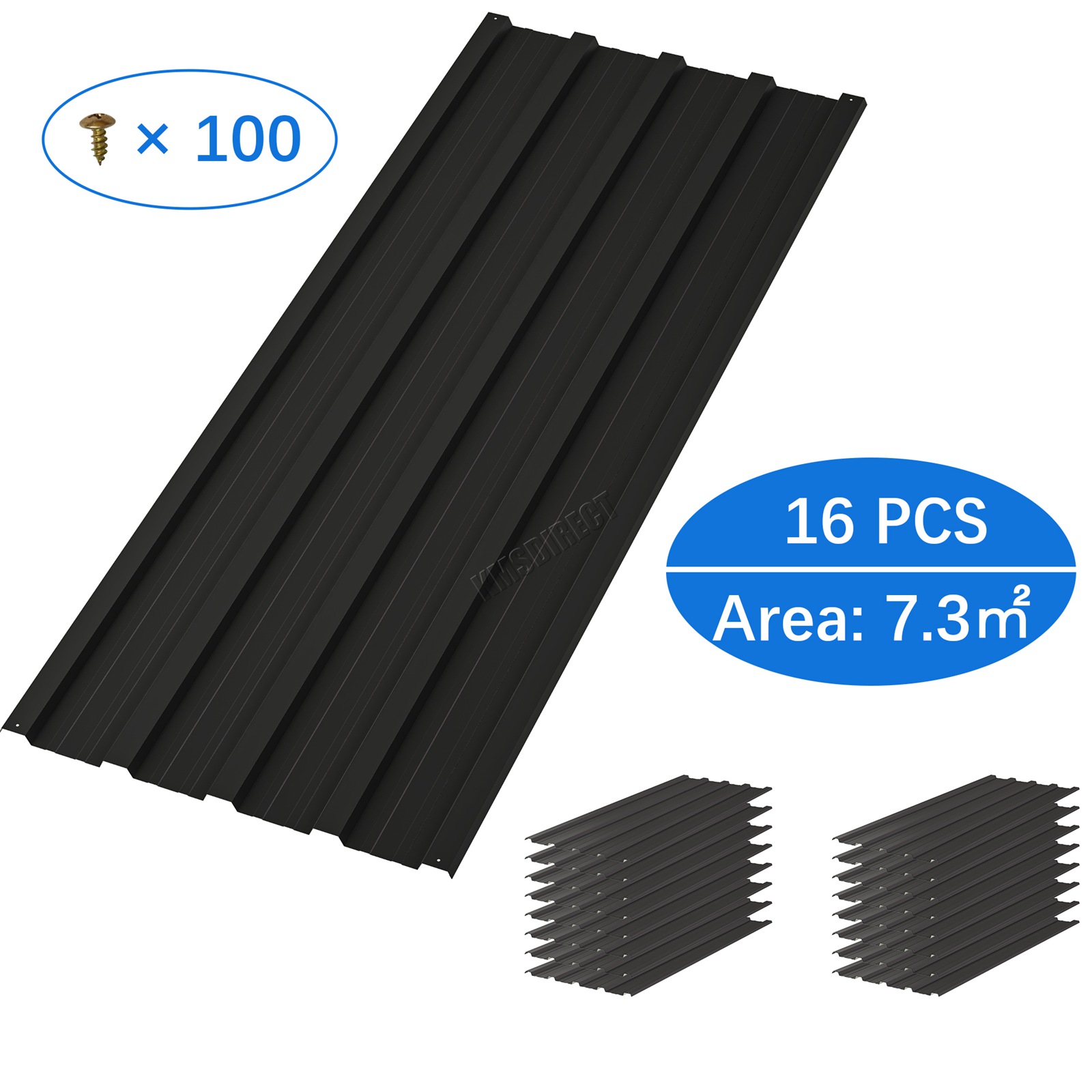 BIRCHTREE Roof Sheets 16X Corrugated Garage Carport Shed Metal Roofing Panels