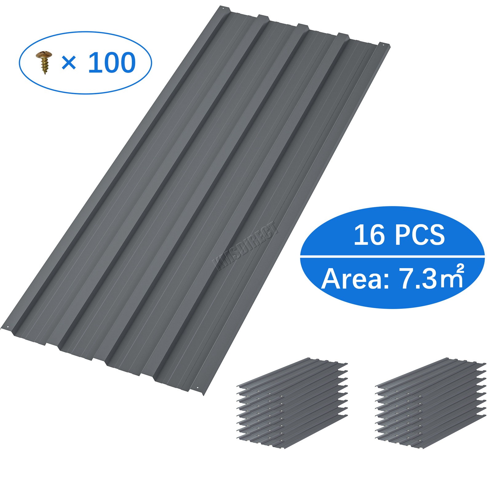 BIRCHTREE Roof Sheets 16X Corrugated Garage Carport Shed Metal Roofing Panels