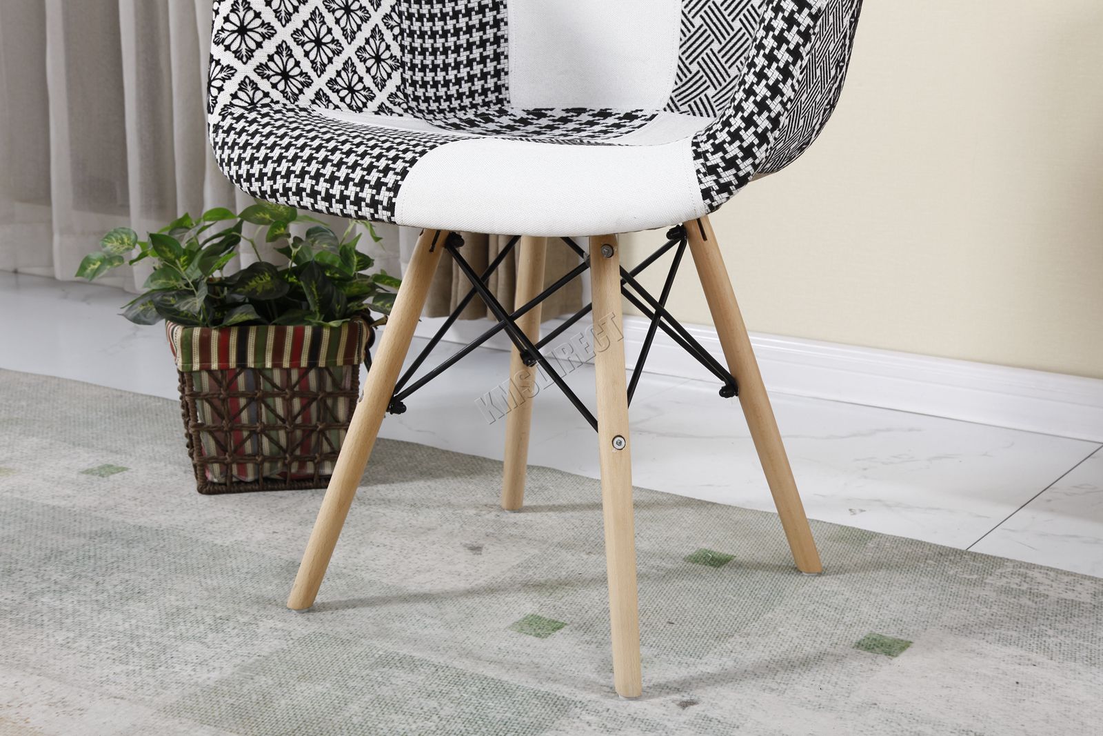 WestWood Vintage Patchwork Chair Set 2x Retro Dining Chairs PC002