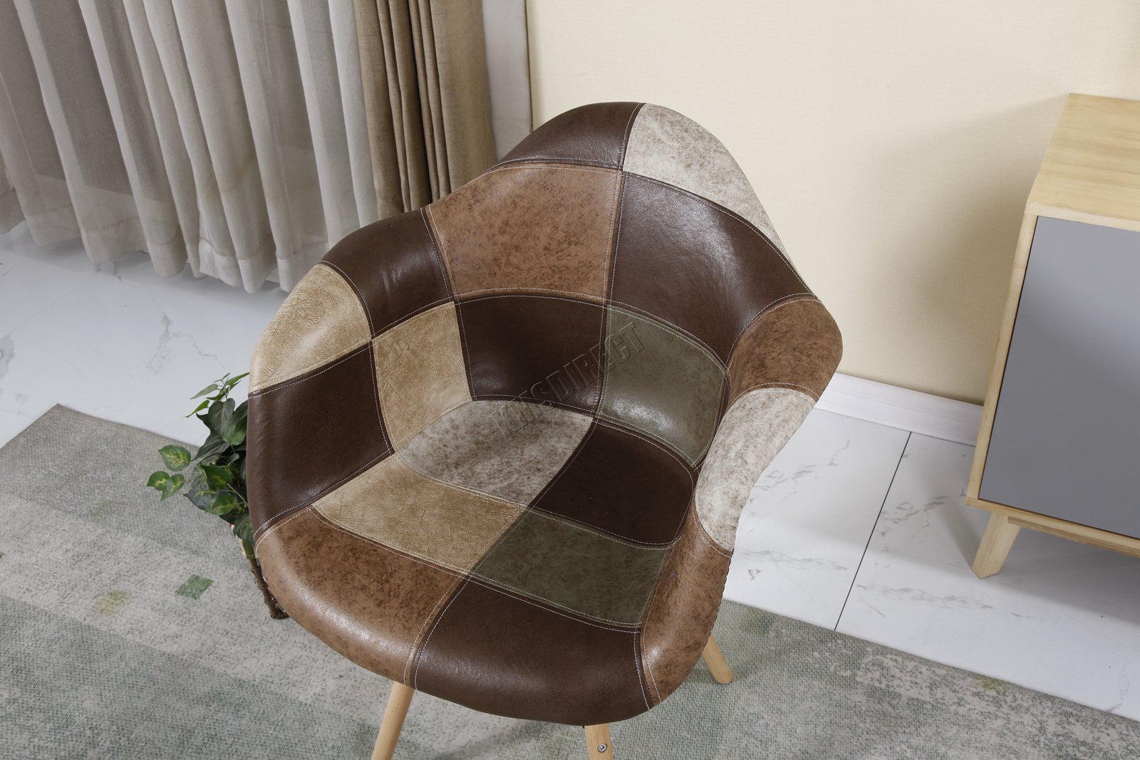 WestWood Vintage Patchwork Chair Set 2x Retro Dining Chairs PC002