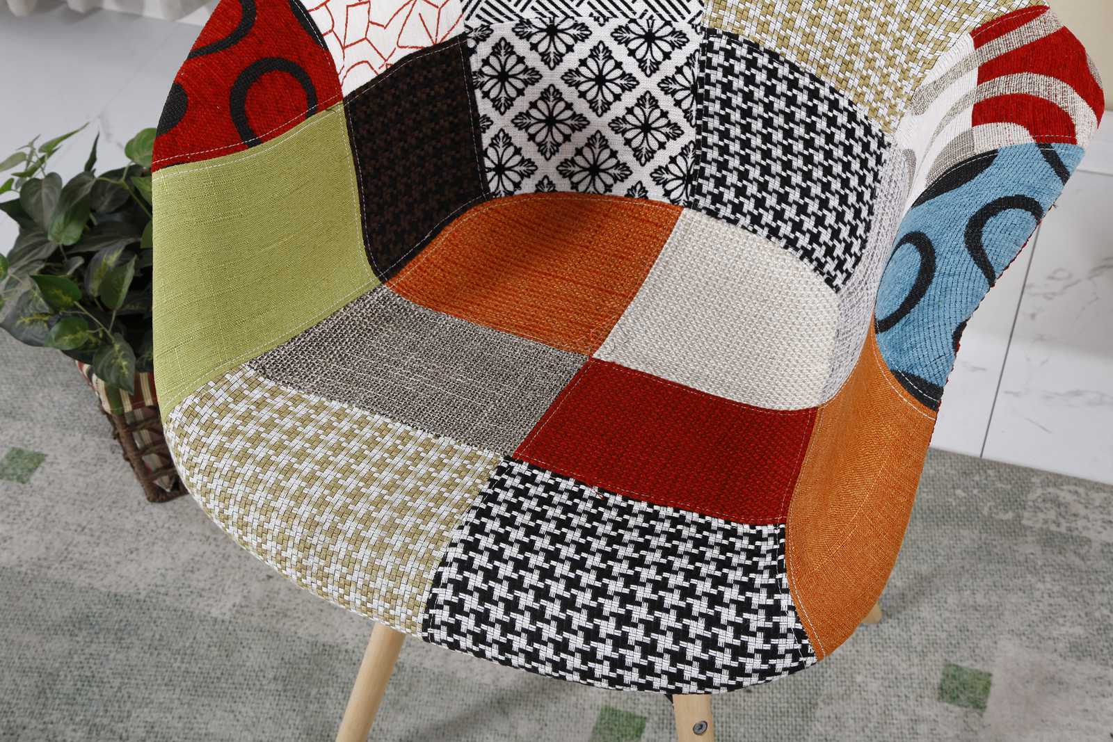 WestWood Vintage Patchwork Chair Set 2x Retro Dining Chairs PC002