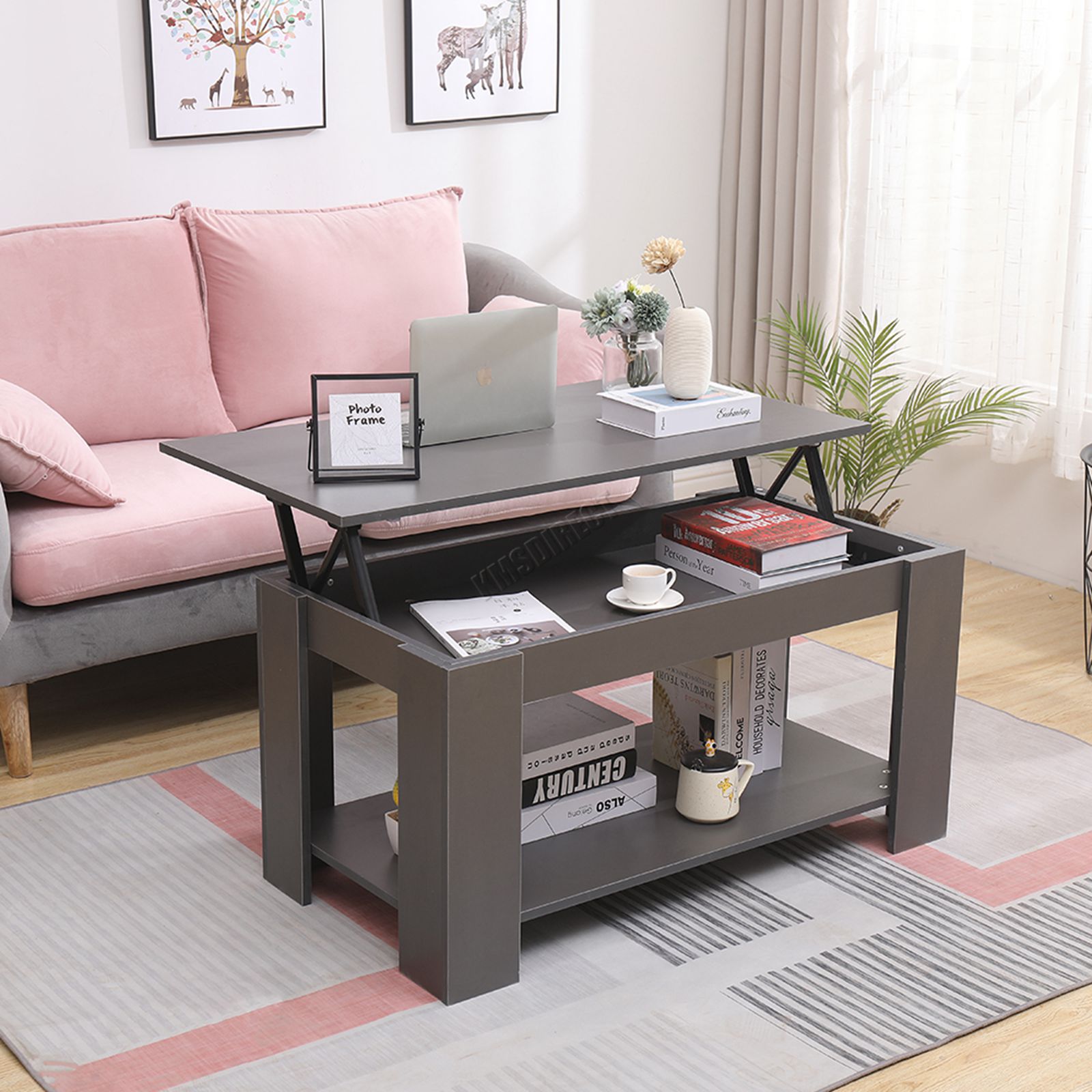 WestWood Coffee Table Lift Up Top Desk Hidden Storage & Shelf Living Room Office eBay