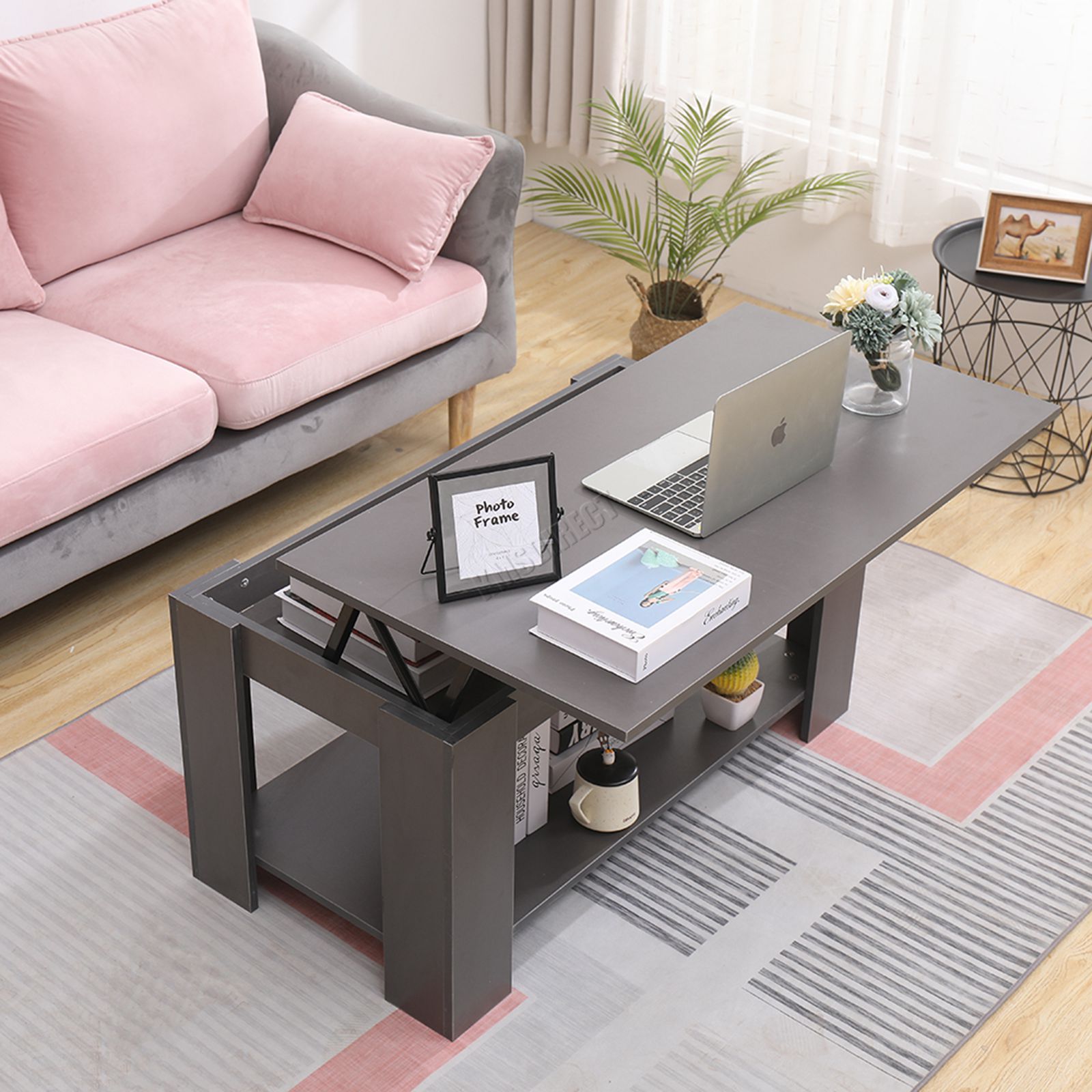 WestWood Coffee Table Lift Up Top Desk Hidden Storage & Shelf Living