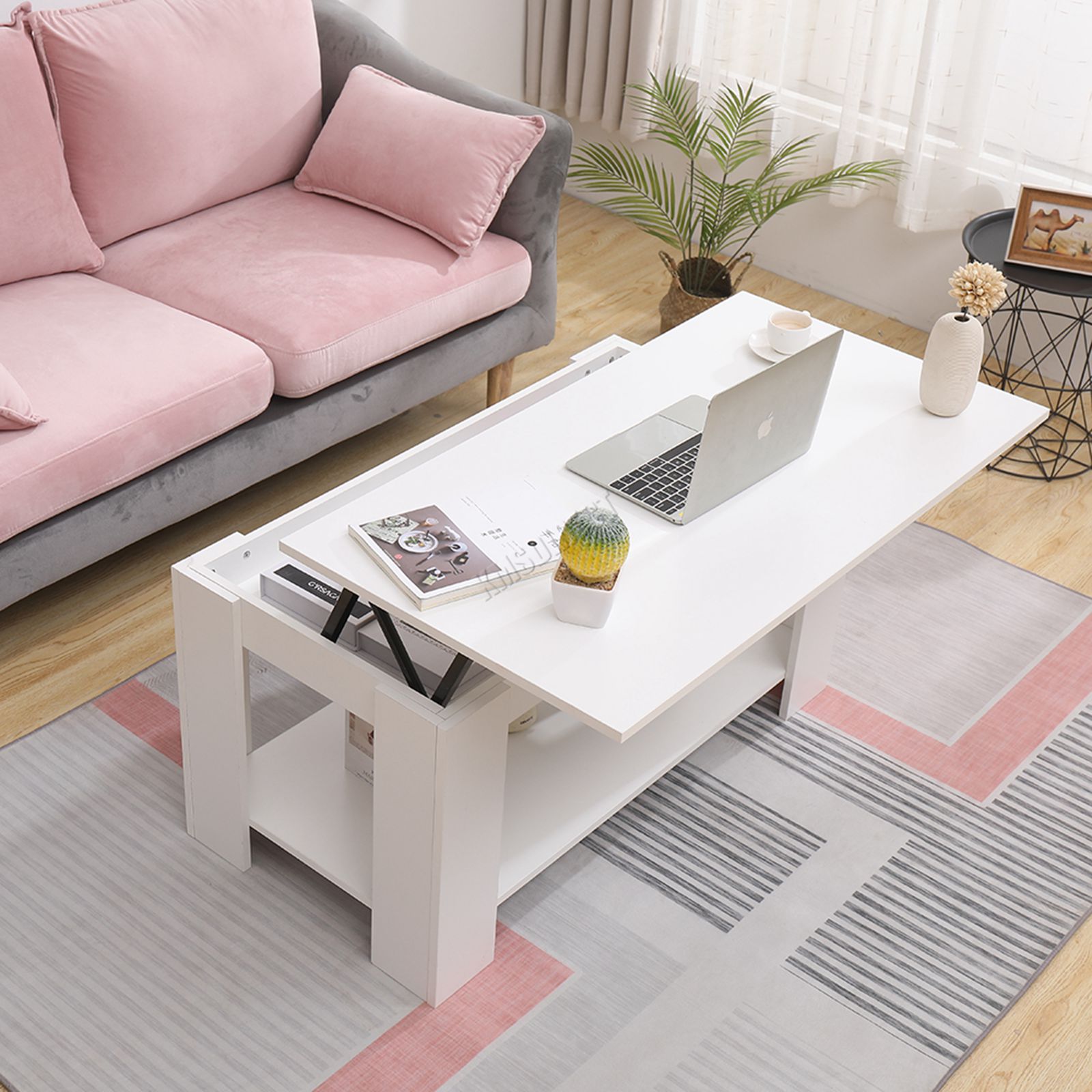 WestWood Coffee Table Lift Up Top Desk Hidden Storage & Shelf Living